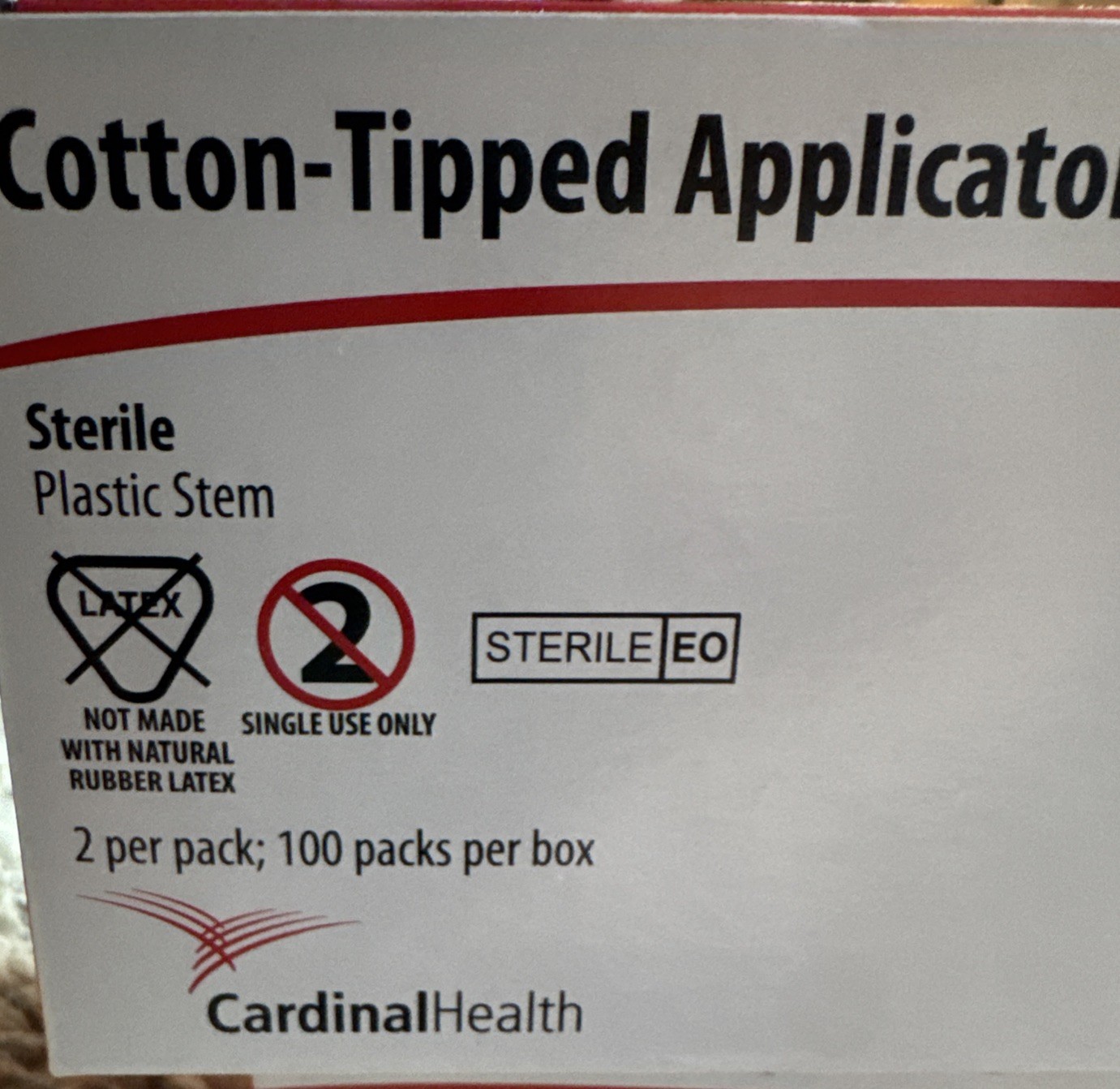Sterile Cardinal Health Cotton-Tipped Applicators 4 New In Box 400 Pk. 800 Total