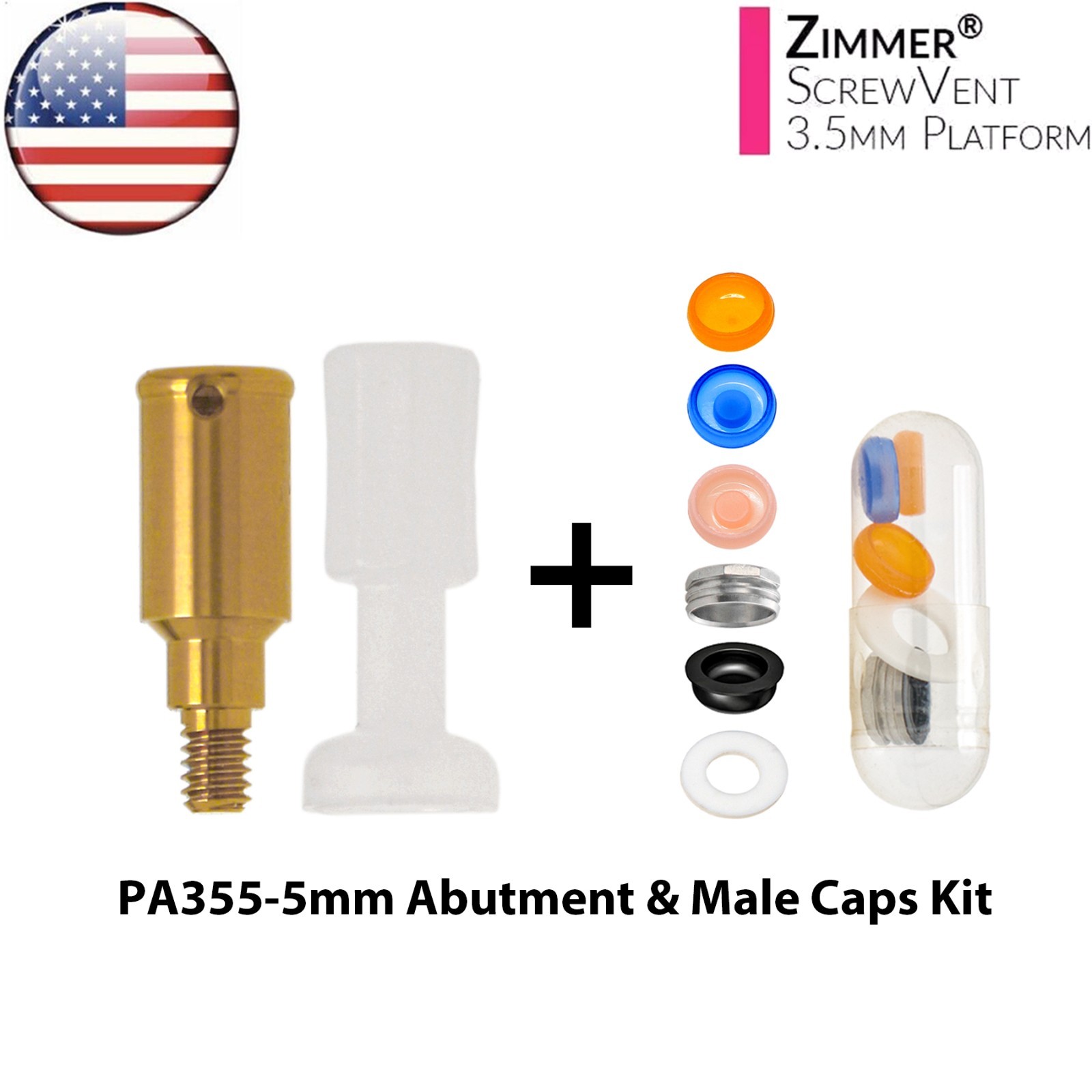 US For Zimmer Implant Overdenture Locator Abutment Tapered Screw-vent Ø3.5mm
