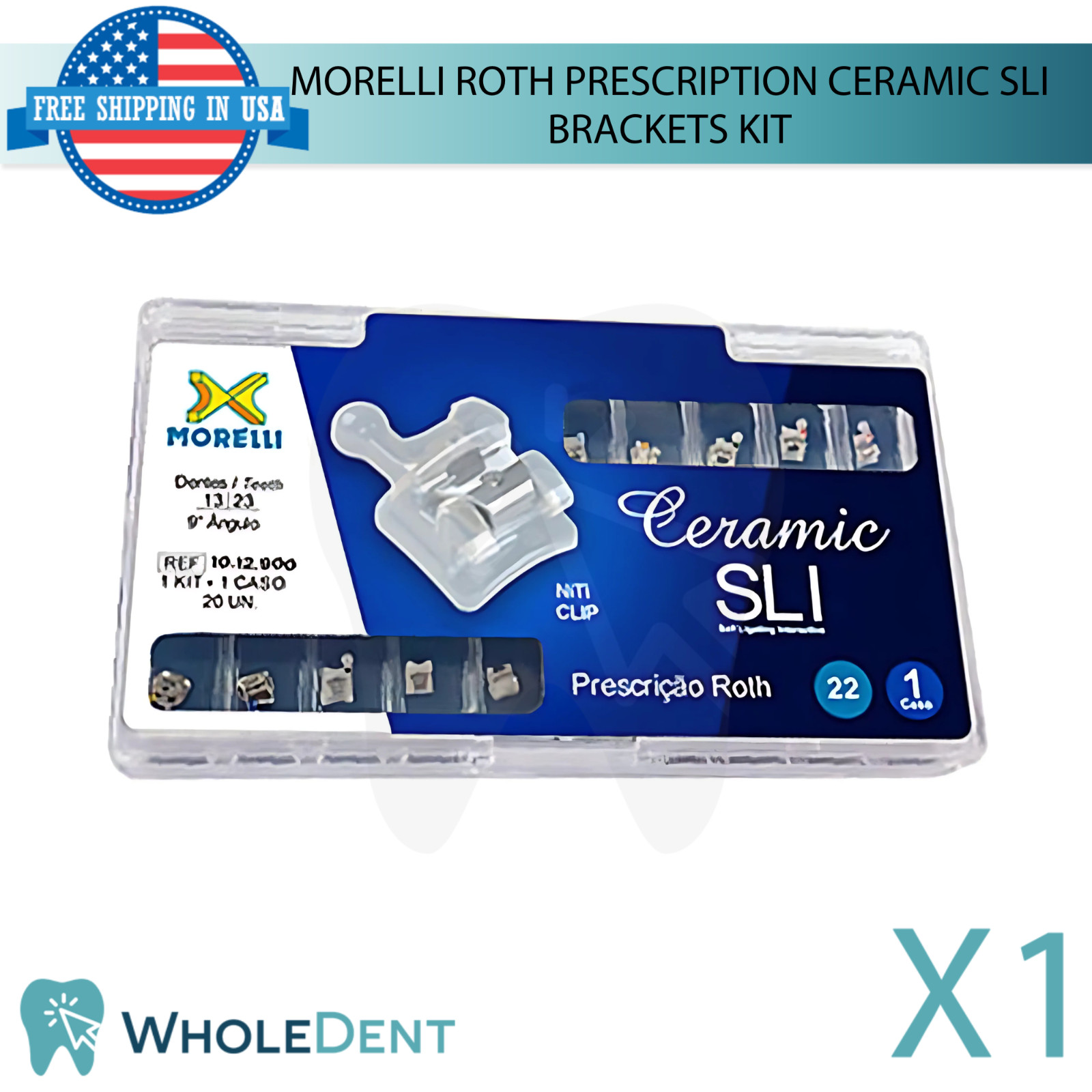 Orthodontic Dental Roth Prescription Ceramic SLI .020″ Brackets Kit Morelli