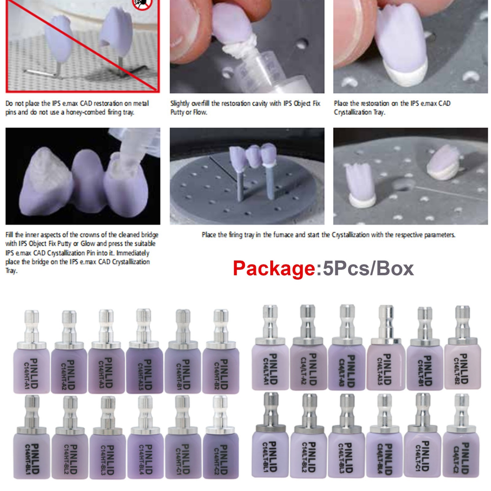 Dental C14 Lithium Disilicate CAD/CAM Blocks HT/MT/LT for CEREC IPS e.max System