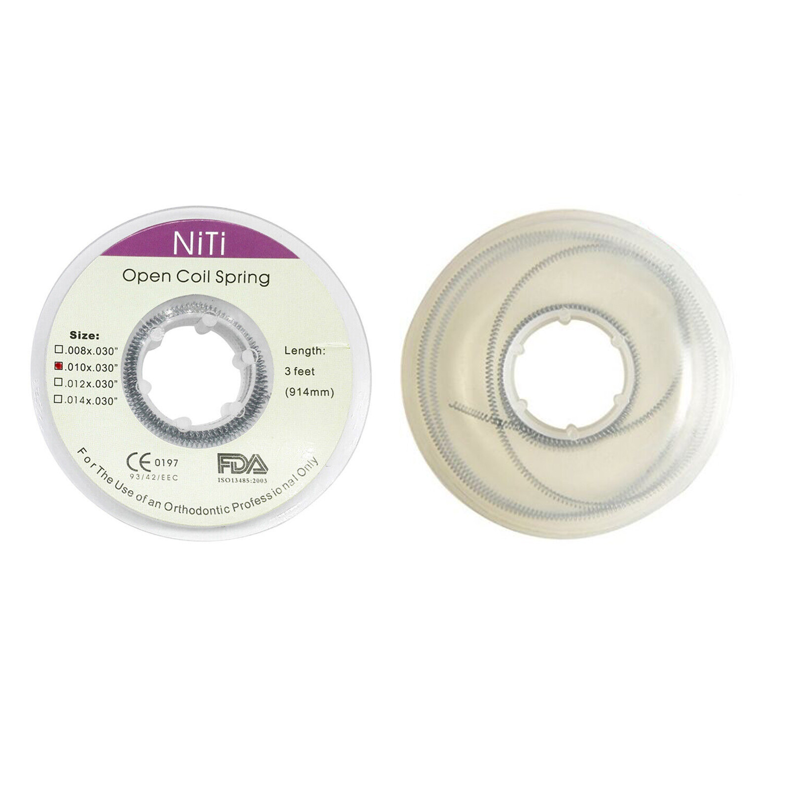 Dental Orthodontic Niti Open Coil Spring Spool Dia.010 *030 ” inch 914mm