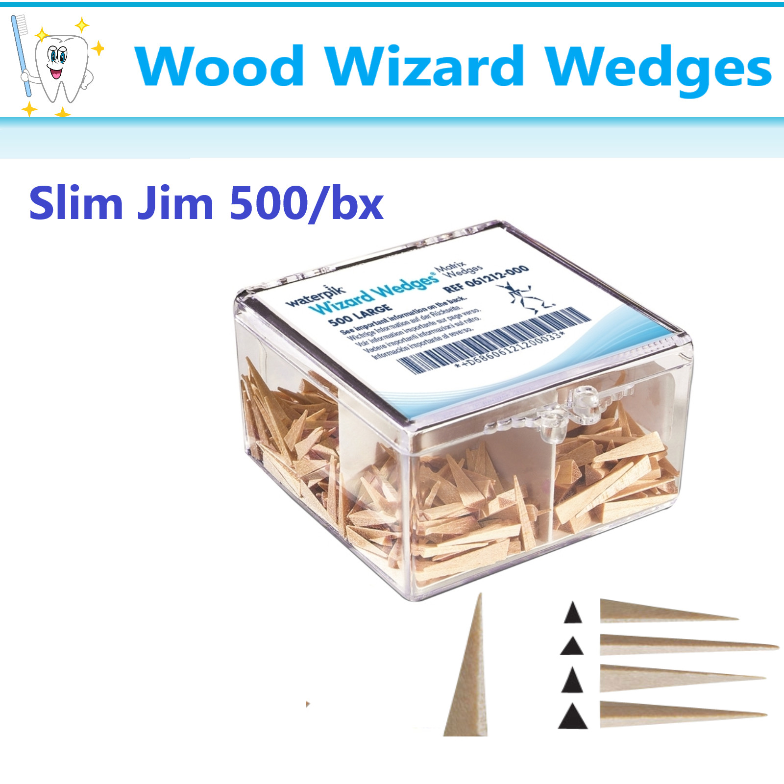 Dental Wizard Wedges Wide, Slim Jim, 100-500/Box, Assorted, Matrix wood Waterpik
