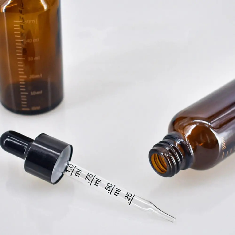5ml-100ml Empty Dropper Bottle with Scale Reagent Eye Drop Amber Glass Aromather