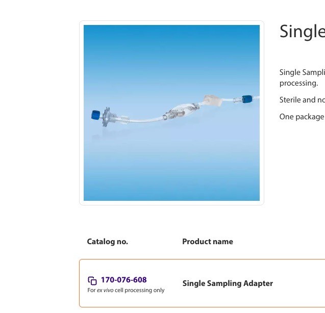 (4) MILTENYI BIOTEC CliniMACS Prodigy Single-Use Sampling Adapters 170-076-608