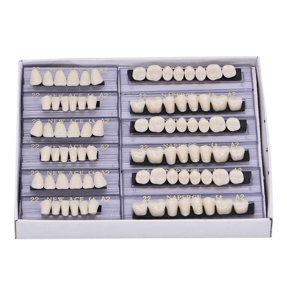 1/3/5Box 22#A2 Dental Acrylic Resin Denture Full Set Teeth Upper Lower Shade US