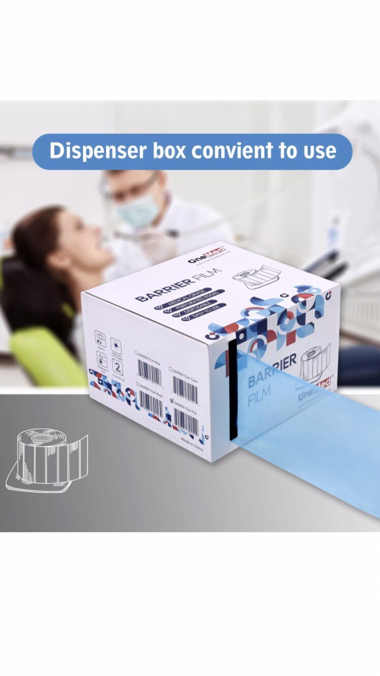 4 X OneMed Barrier Film Tape for Dental Tattoo Adhesive Roll,4″x6″, Blue