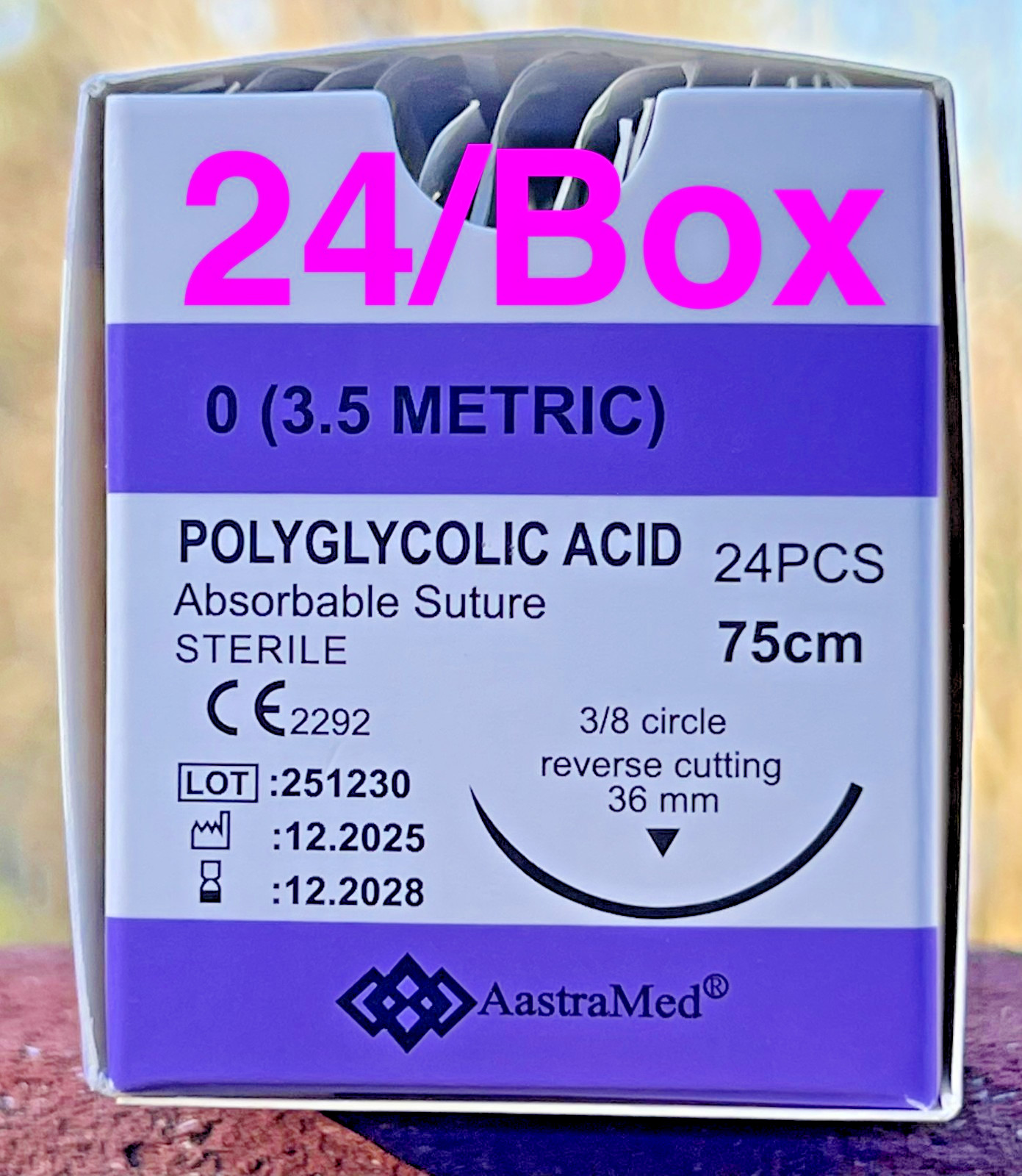 PGA Suture 0/0 Polyglycolic Acid 24ct Veterinary Dental Surgery Medical Training