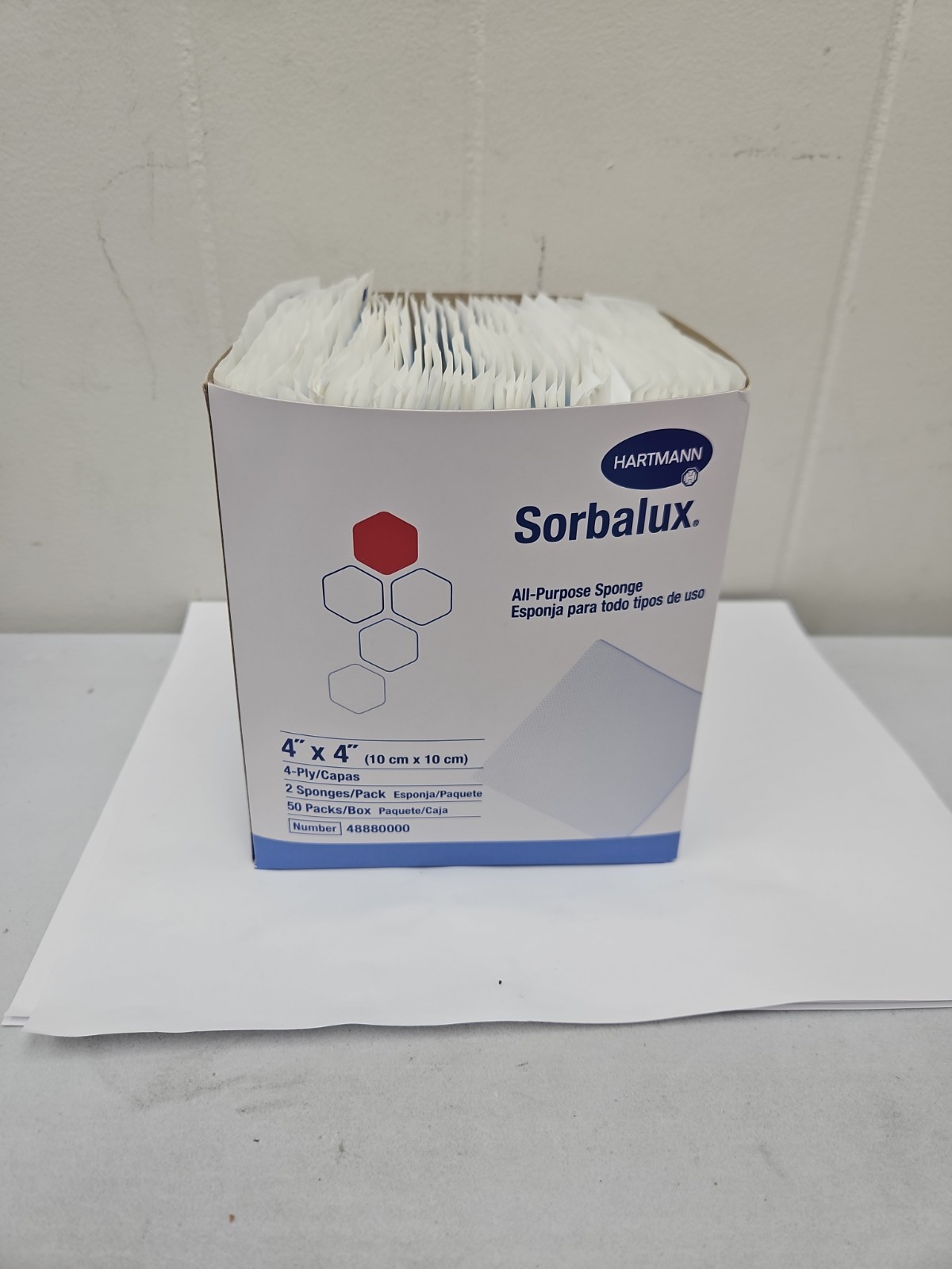 Sorbalux Hartmann 49 Pack 4 Ply Sterile 4 x 4 Gauze Sponges 48880000 (B7)