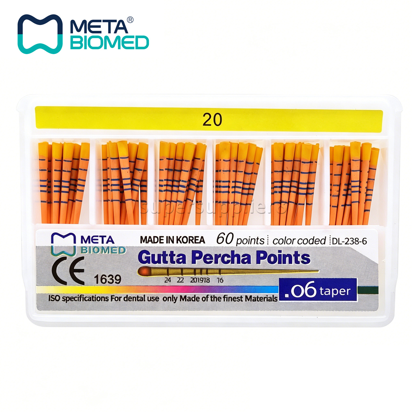 Dental Endodontic Gutta Percha Points Taper .02 .04 or .06, 120 or 60/pk,#15-40