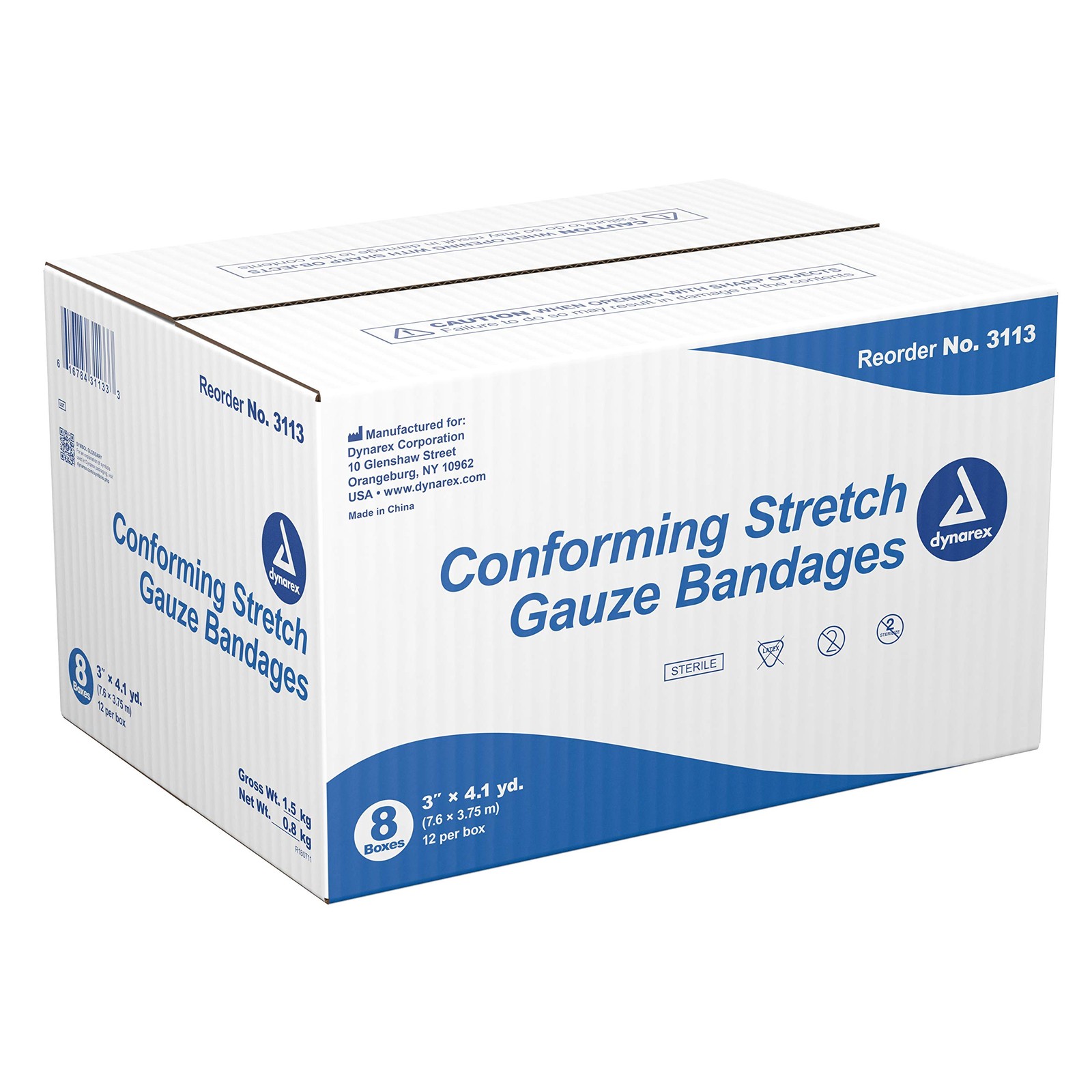 Dynarex Stretch Gauze Bandages, 3″ x 4.1 yds, Sterile & x yards, 96/cs