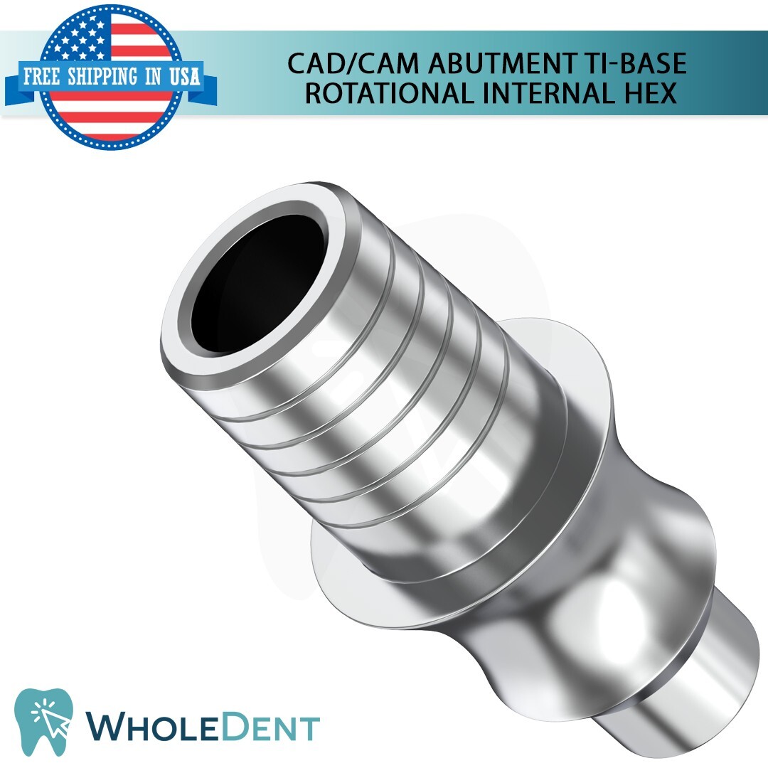 5x Dental Rotational Concave Titanium Base Int Hex 2.42mm CAD/CAM Prosthetic