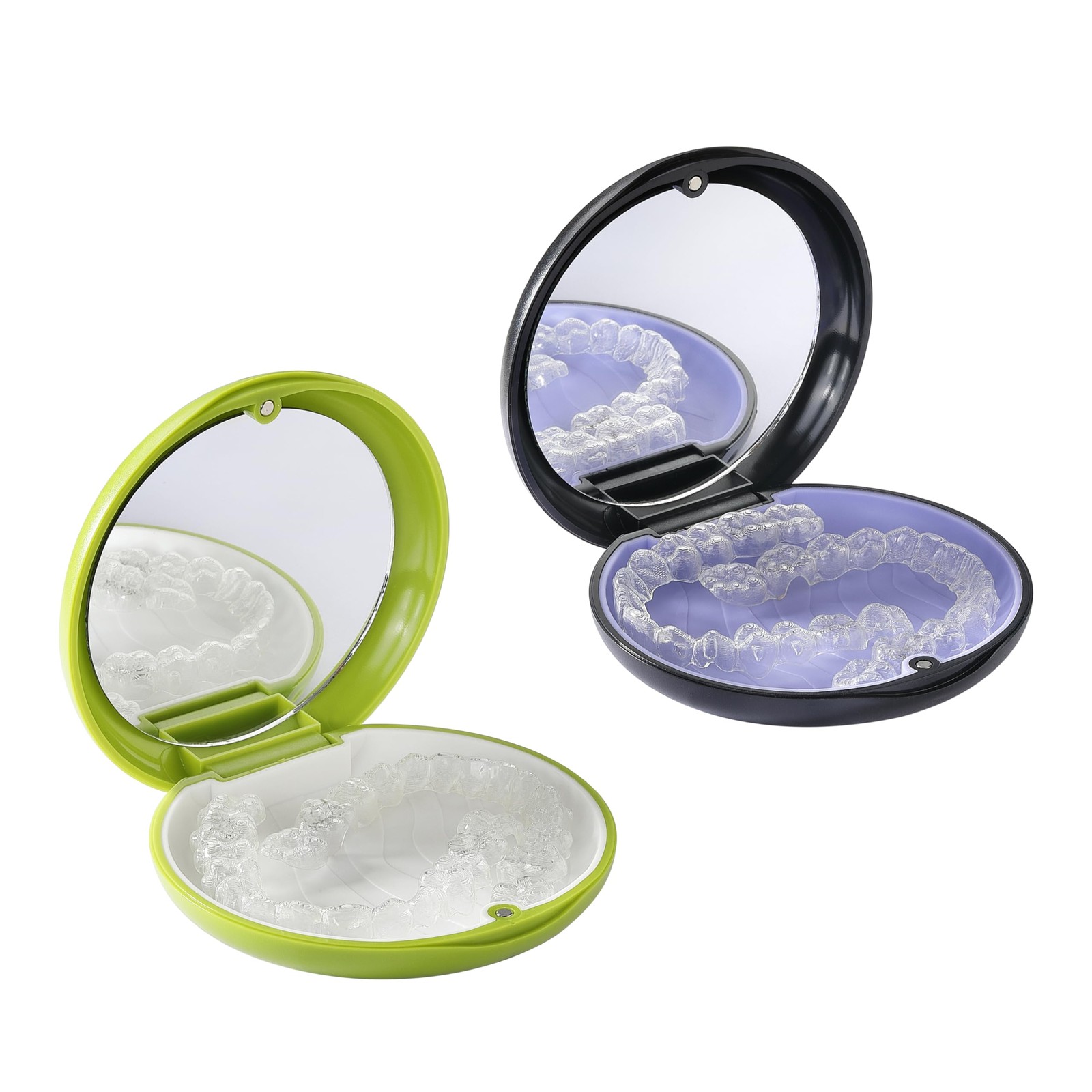 VRUIFA 2 PCS Retainer Cases, 3.42 x 0.98 inches, Green White+Black Purple