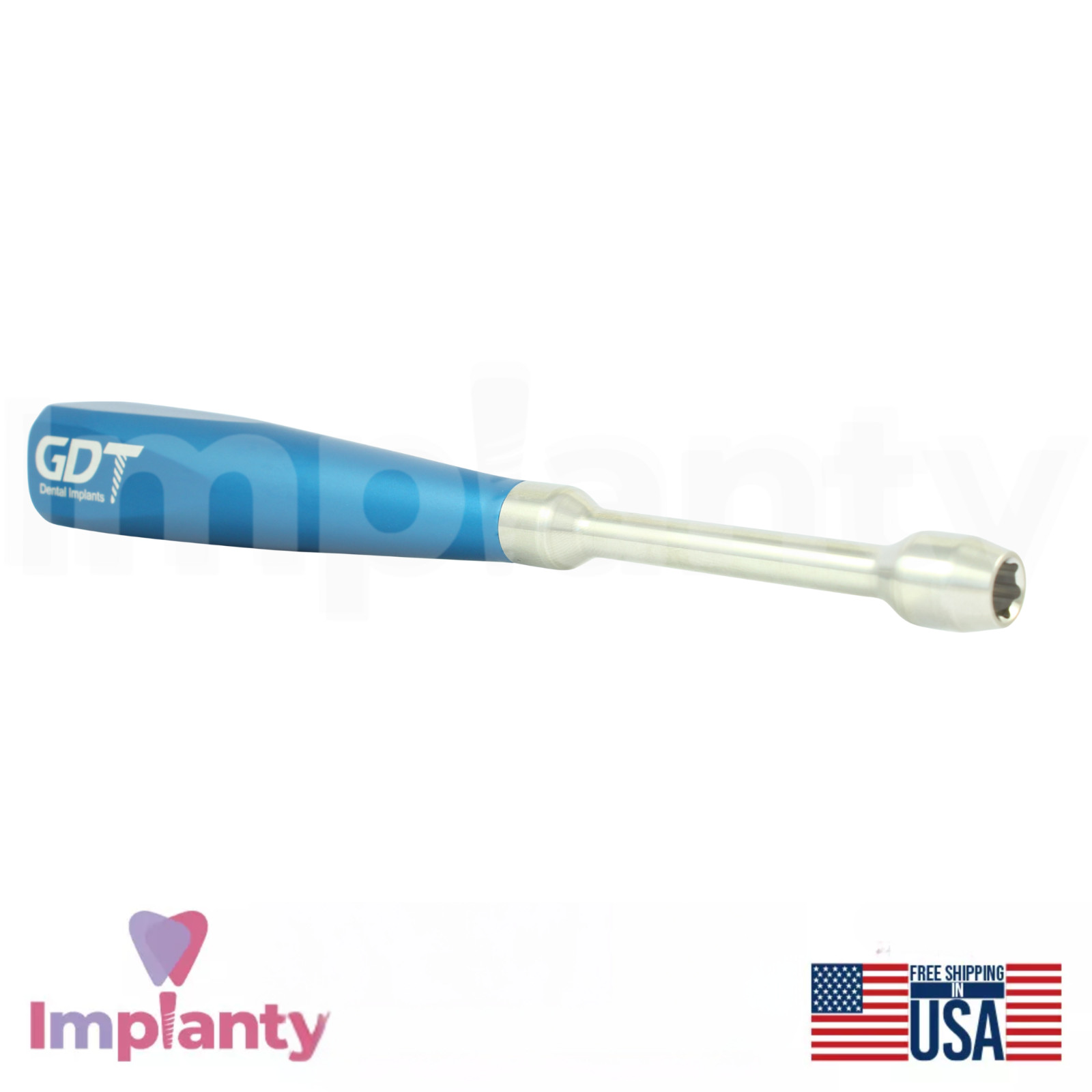 GDT Long Hand Dental Wrench Driver Adapter 6.35mm Hex Size Stainless Steel