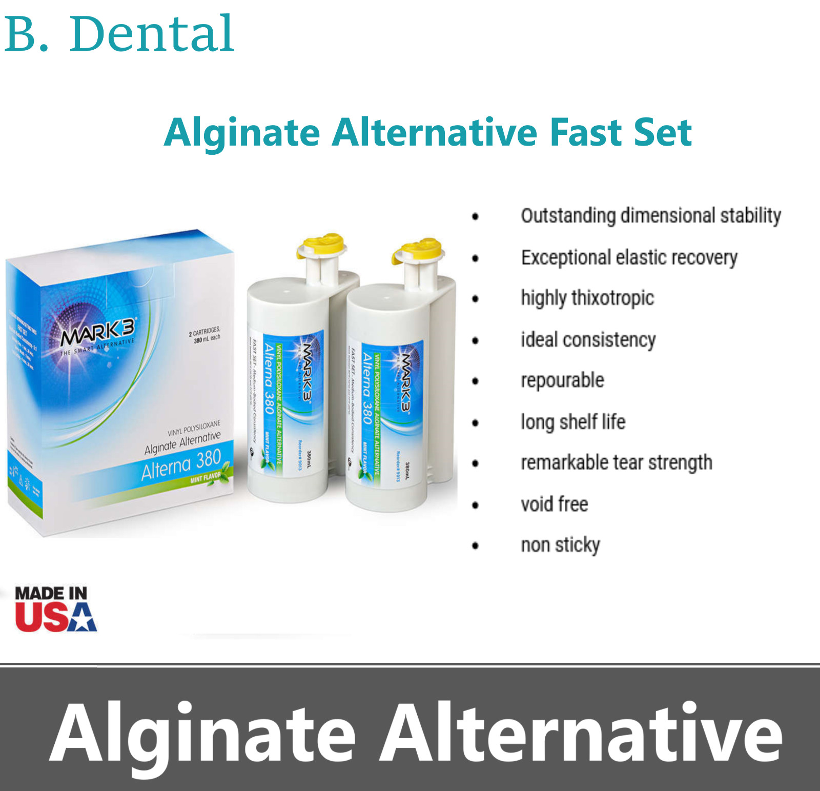 Dental Alginate Substitute 380 Alginate Alternative Fast Set Mint 1/bx. MARK3®