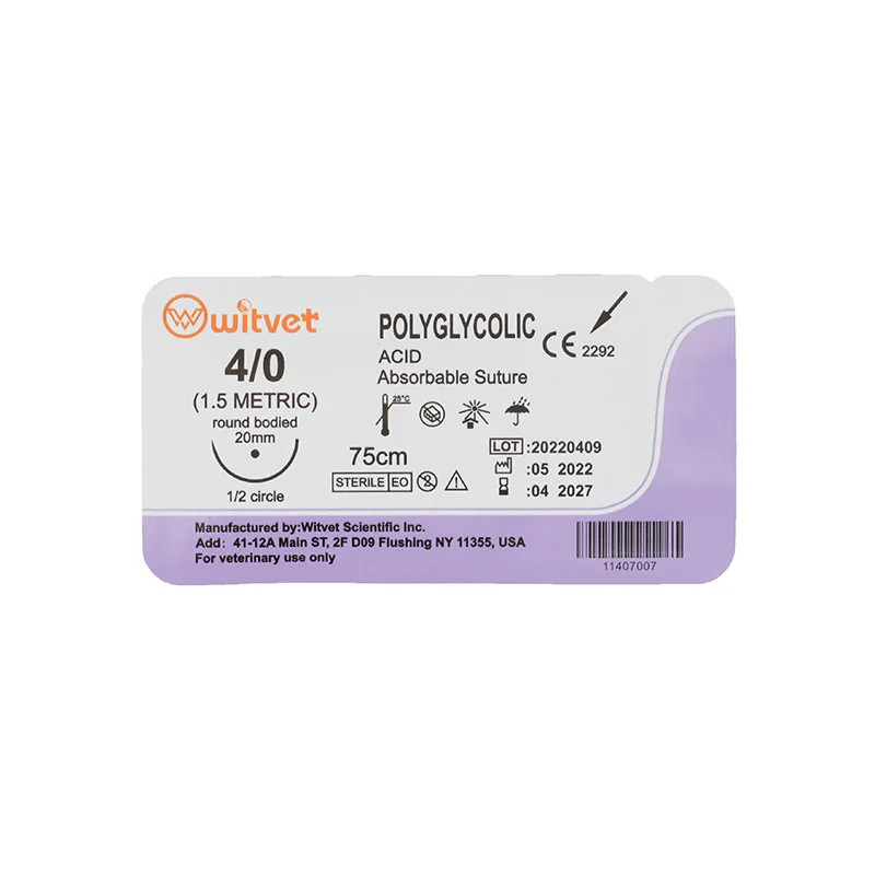 12Pcs Polyglycolic Acid Absorbable Suture PGA 75CM Veterianary Surgical Tools Me