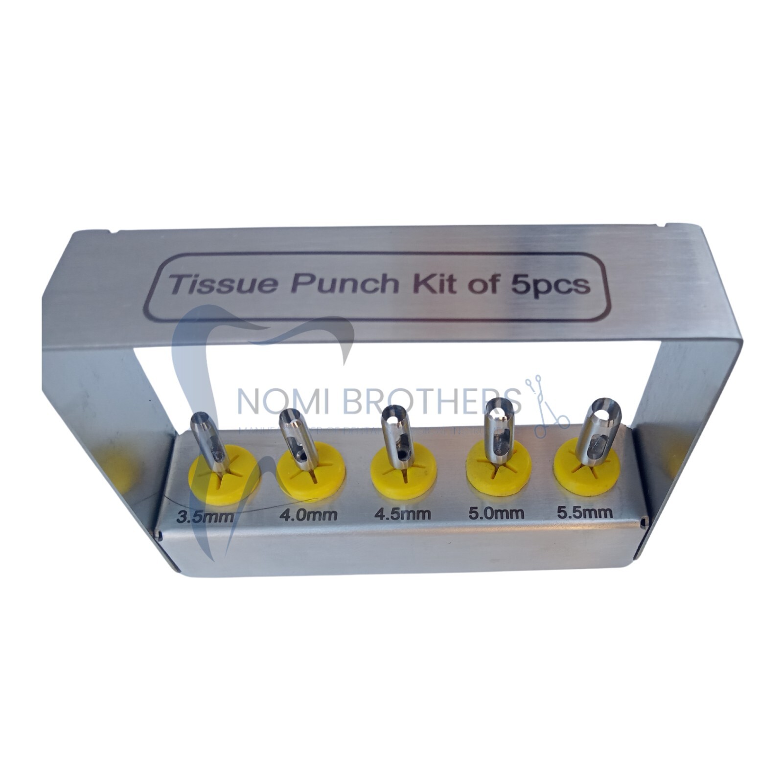 5 Pcs Dental Tissue Punch Kit set Surgical Surgery With Bur Holder Dental