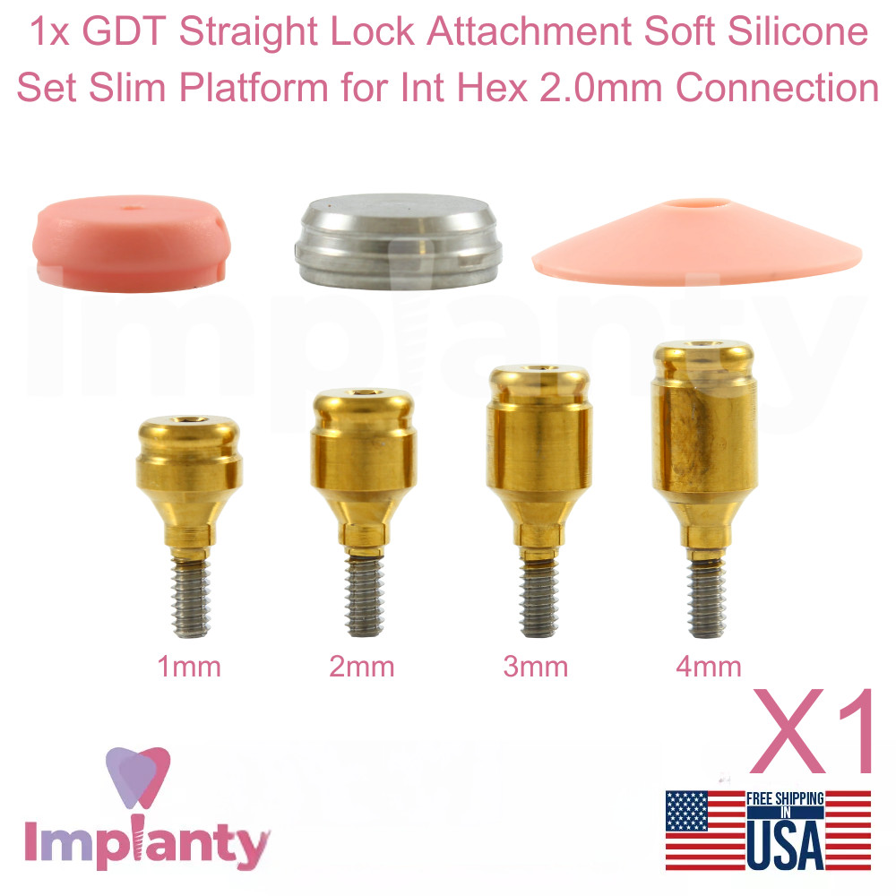1x Dental Straight Lock Attachment Soft Silicone Set Slim Platform Int Hex