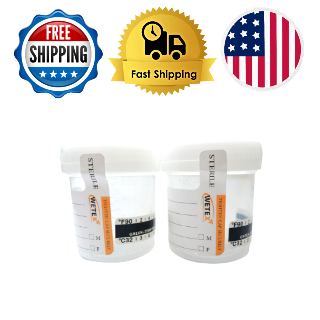 Sterile Urine Collection Cups 90 mL 3oz w/ LID + ID AREA + Temperature (400pcs)
