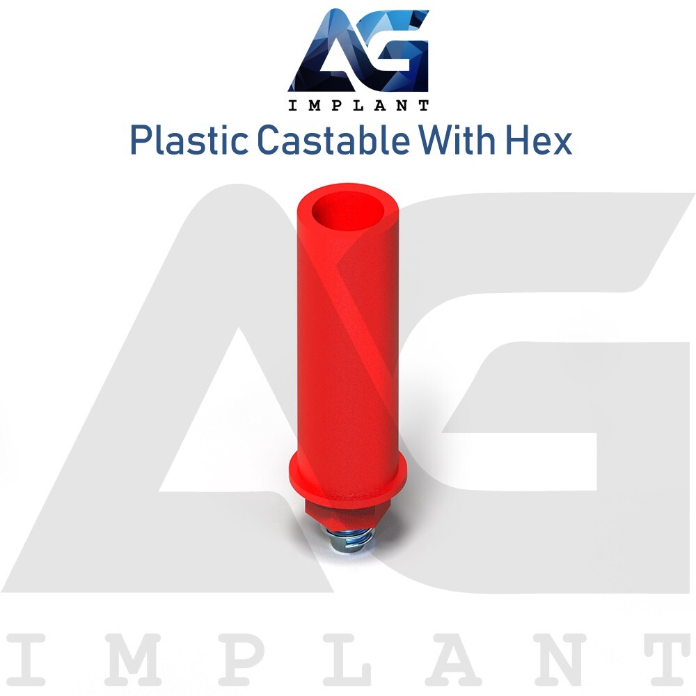 50 Plastic Castable Prosthetic With Hex Hexagon 2.42mm Dental Technicians
