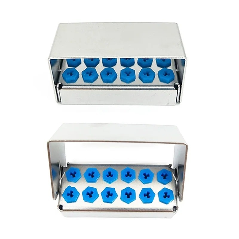 Dental Scaler Tip Holder Burs Stand Holder Block Case Steel Box Storage 6/30Hole