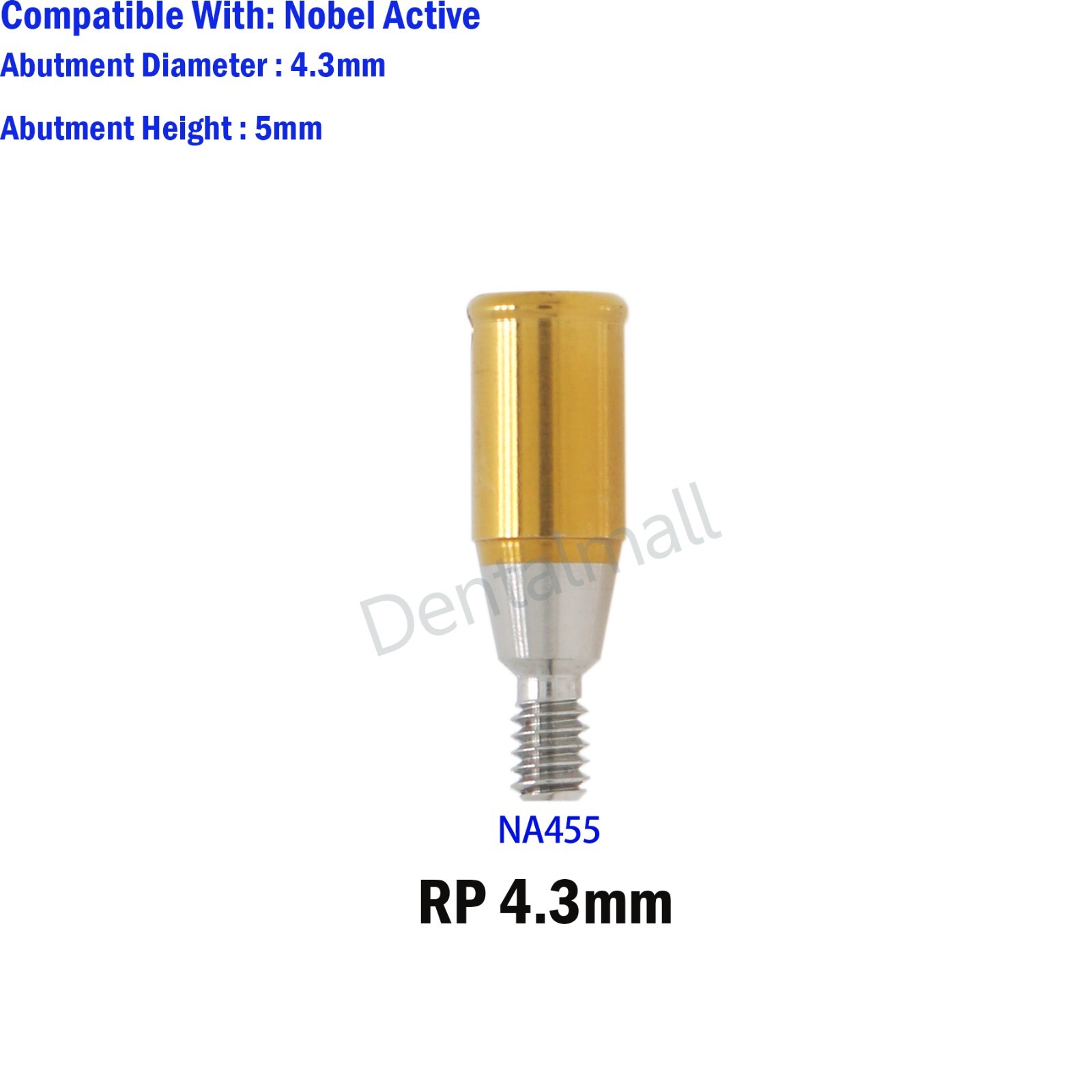 Dental Overdenture Locator Abutment for Nobel Active RP Ø4.3mm GH 1-5mm