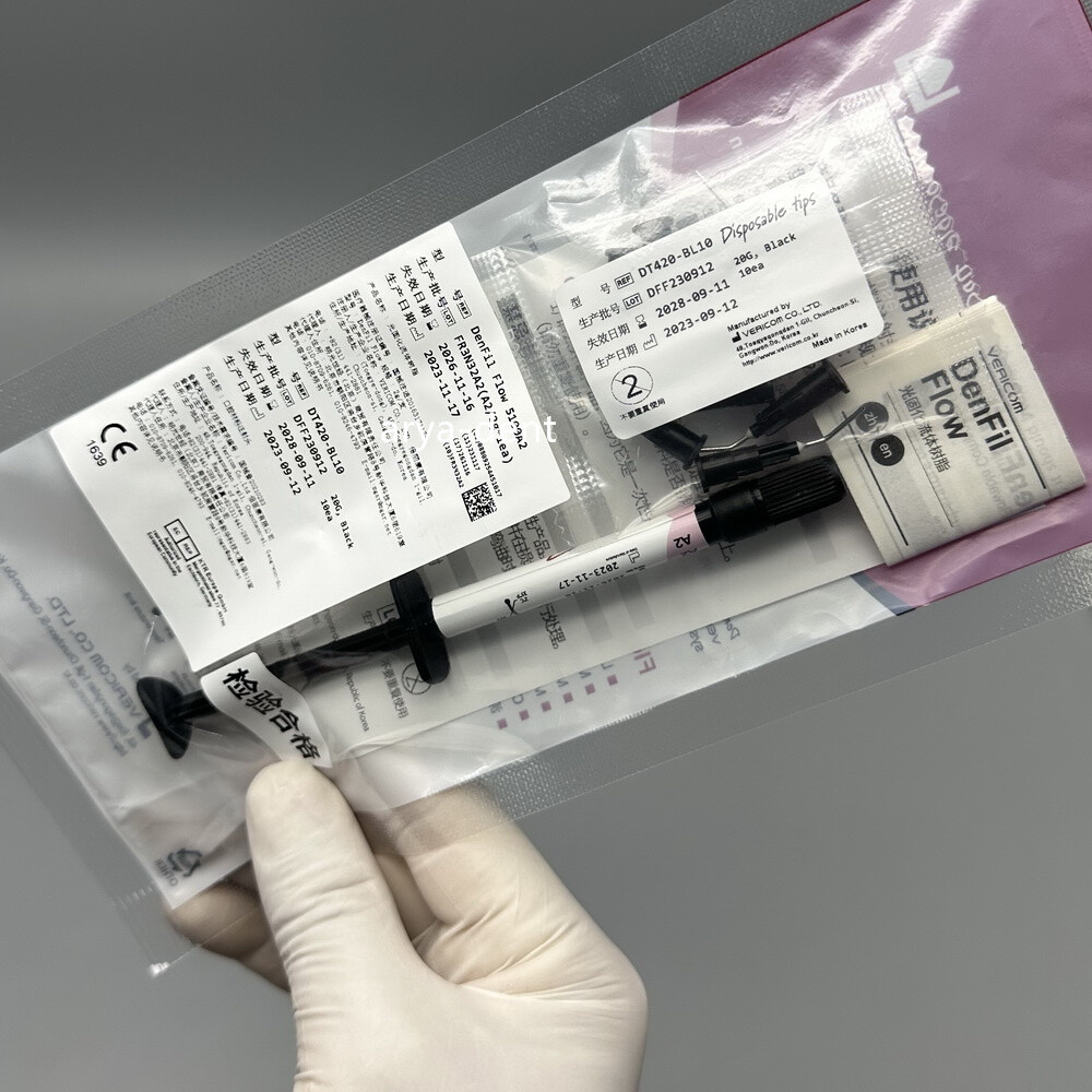DenFil Flow Light-cured Flowable Composite Resin Syringe w TipsA1/A2/A3/A3.5/B1