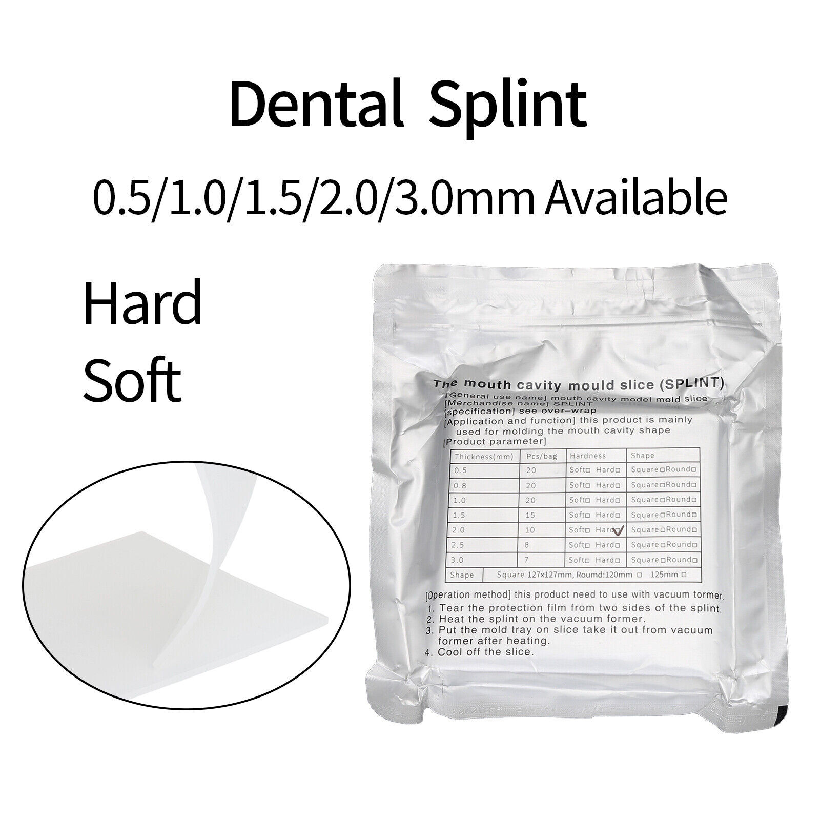 Dental Splint Sheet Hard Soft Orthodontic Retainer Sheet Vacuum Forming Material