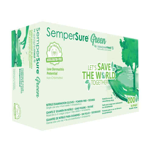 SemperSure Green Nitrile Exam Gloves, Large, 200/Box