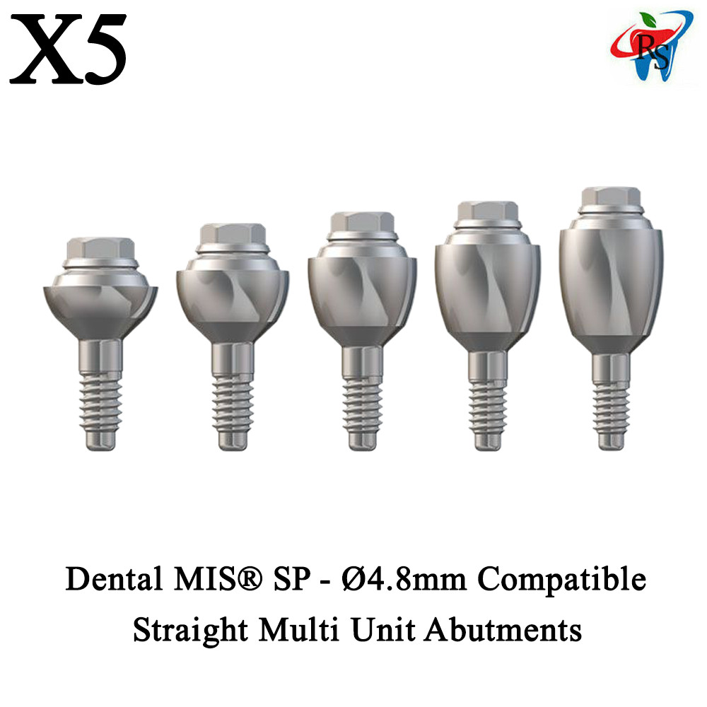 5x Dental MIS® Seven SP – Ø4.8mm Compatible Straight Multi Unit Abutments