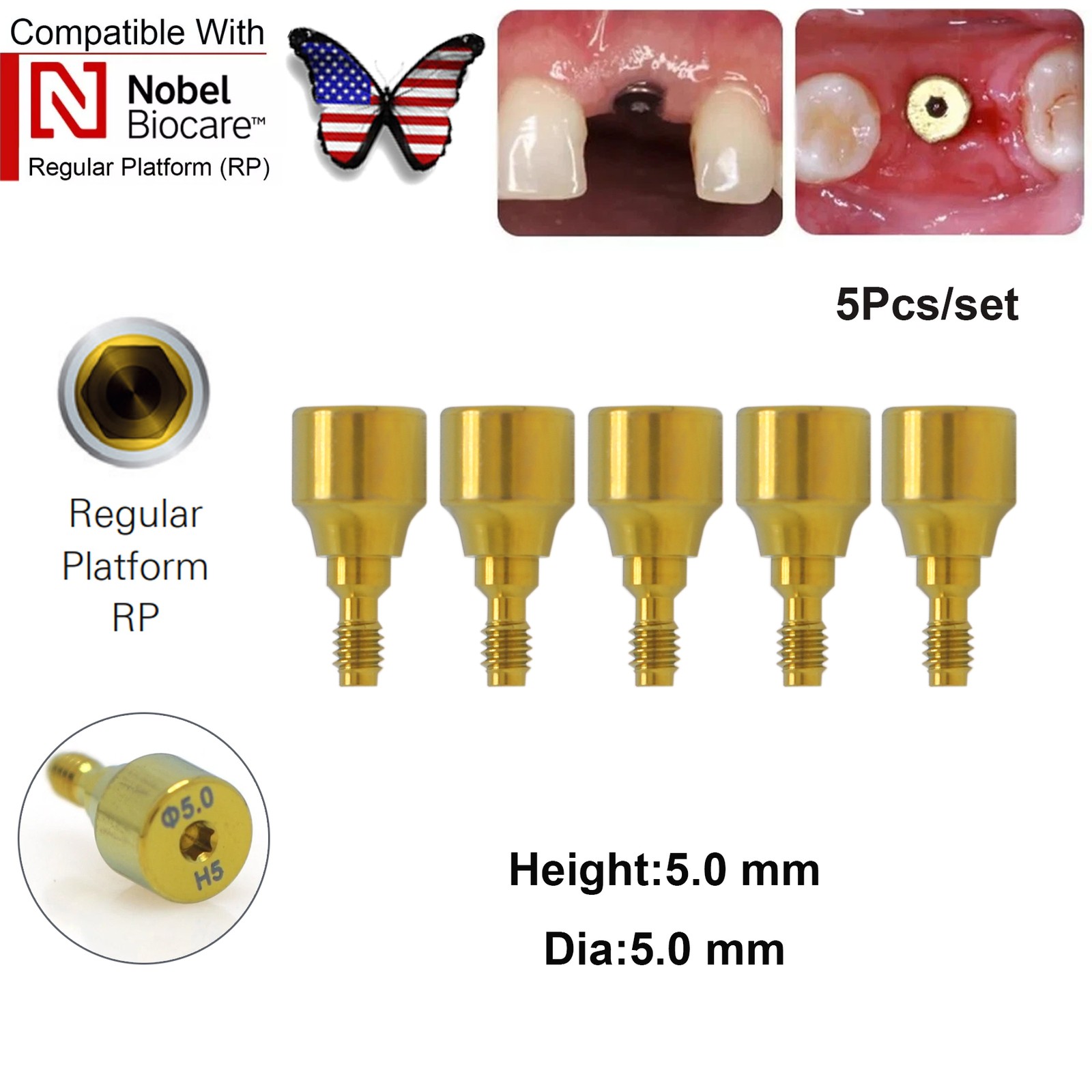 US Nobel Biocare Implant Healing Abutment Cap Titanium NP RP CC Temporary Dental