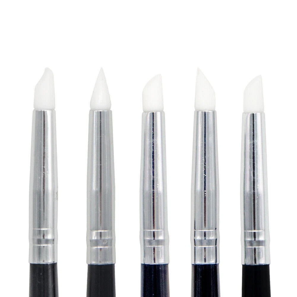 5Pc/Set Dental Composite Silicone Brush Pen Resin Veneer Cement Black/Grey/White