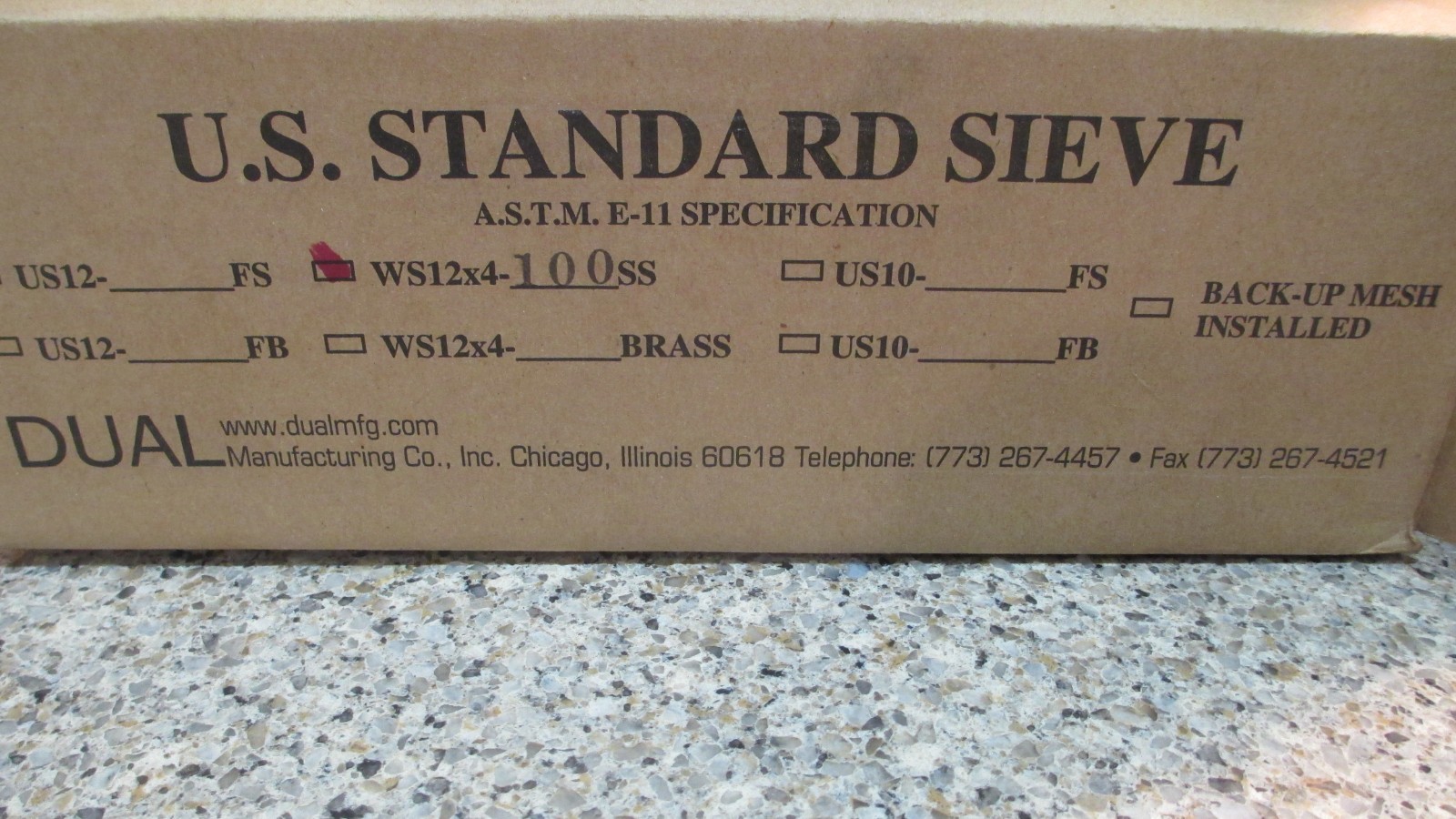 NIB, US Standard, 12 in. Sieve, Brass/Stainless, Full-Height, No.100