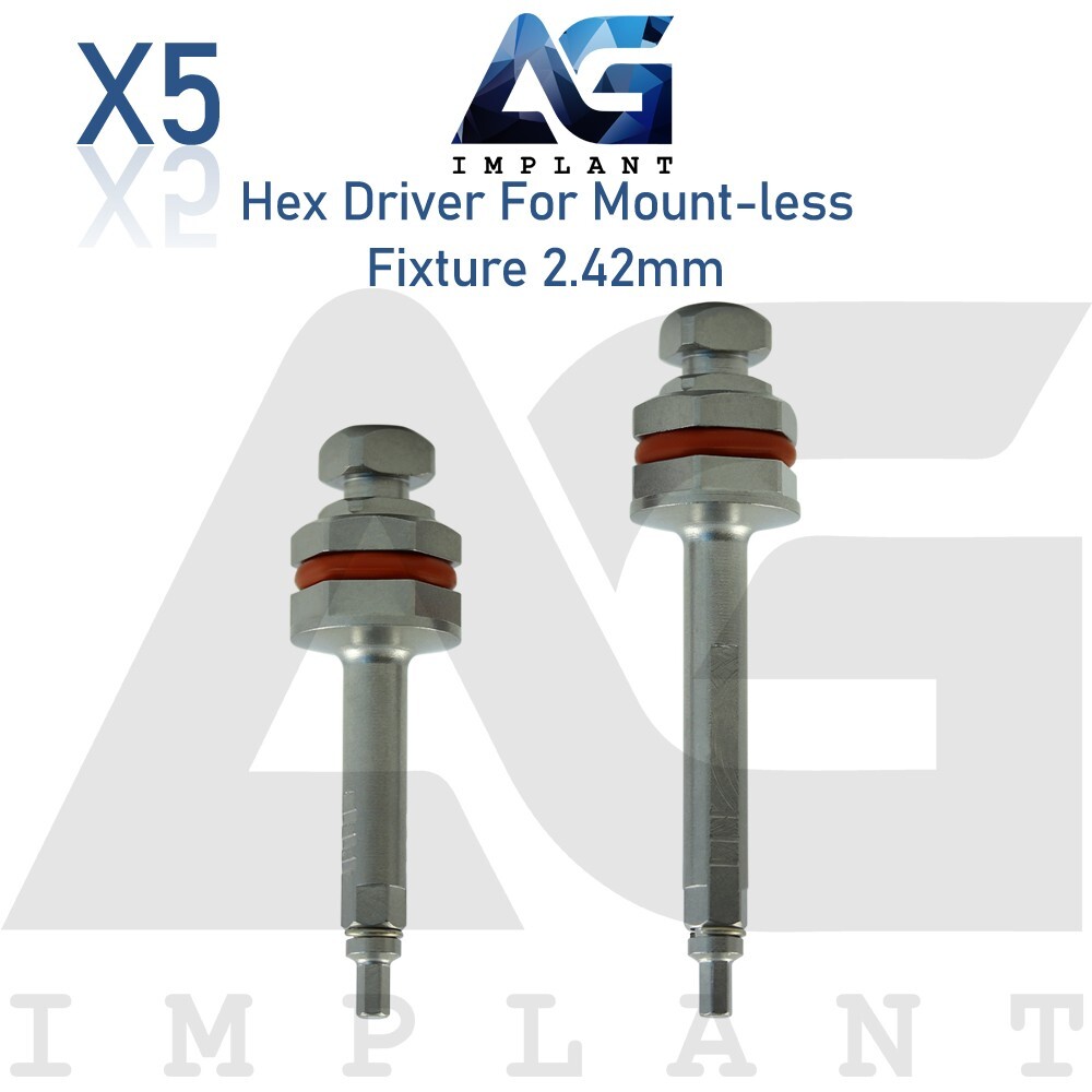 5 Dental Hex Driver For Mount-less Fixture 2.42mm L10mm / 15mm Stainless Steel