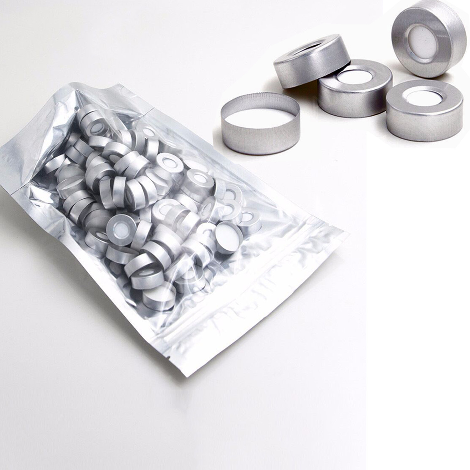 5000pcs 20mm Aluminum Crimp Cap PTFE/White Silicone Septa F 10ml/20ml HPLC Vials