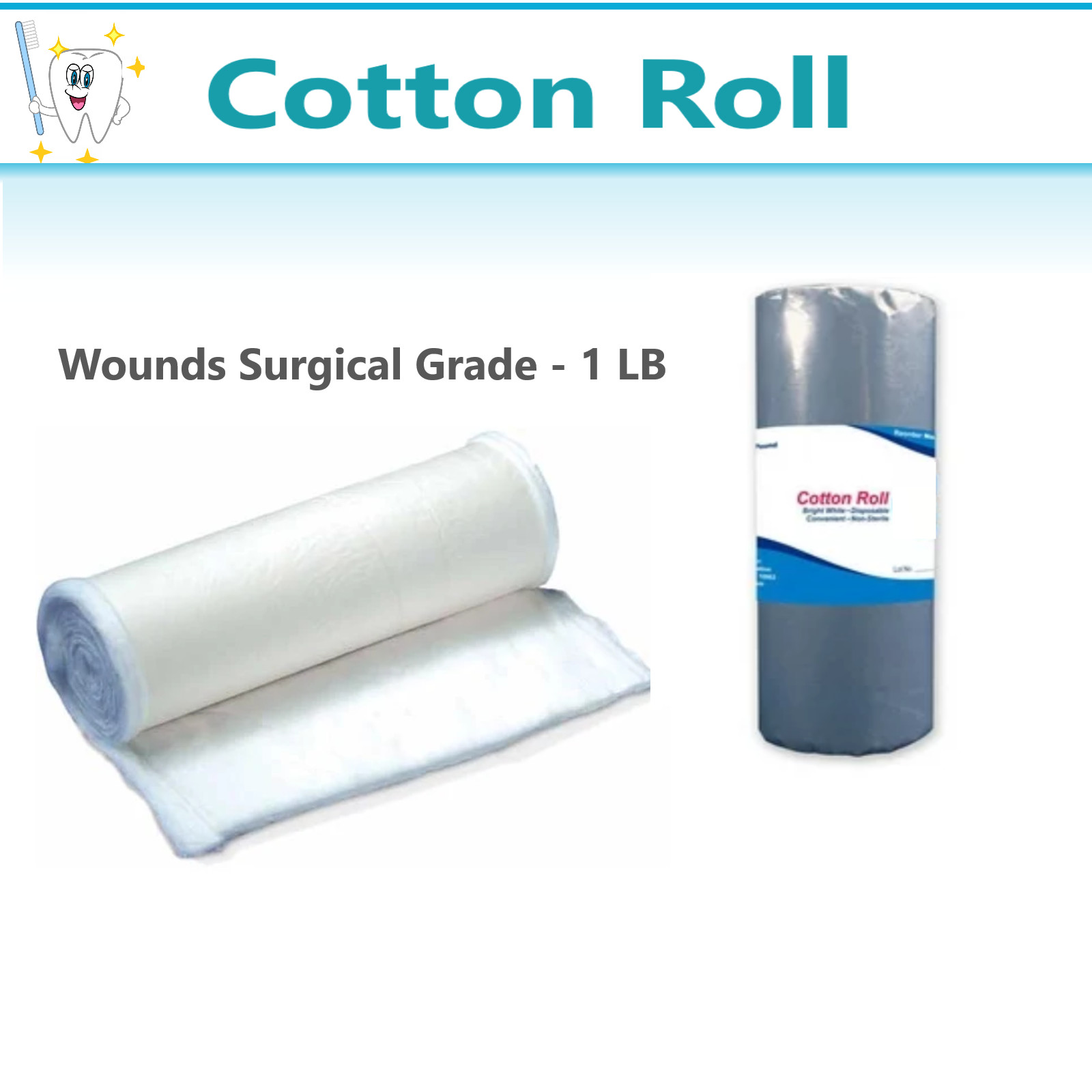 Non-Sterile Cotton Roll for Wounds Surgical Grade – 1 LB, 100% Cotton 22 x 13