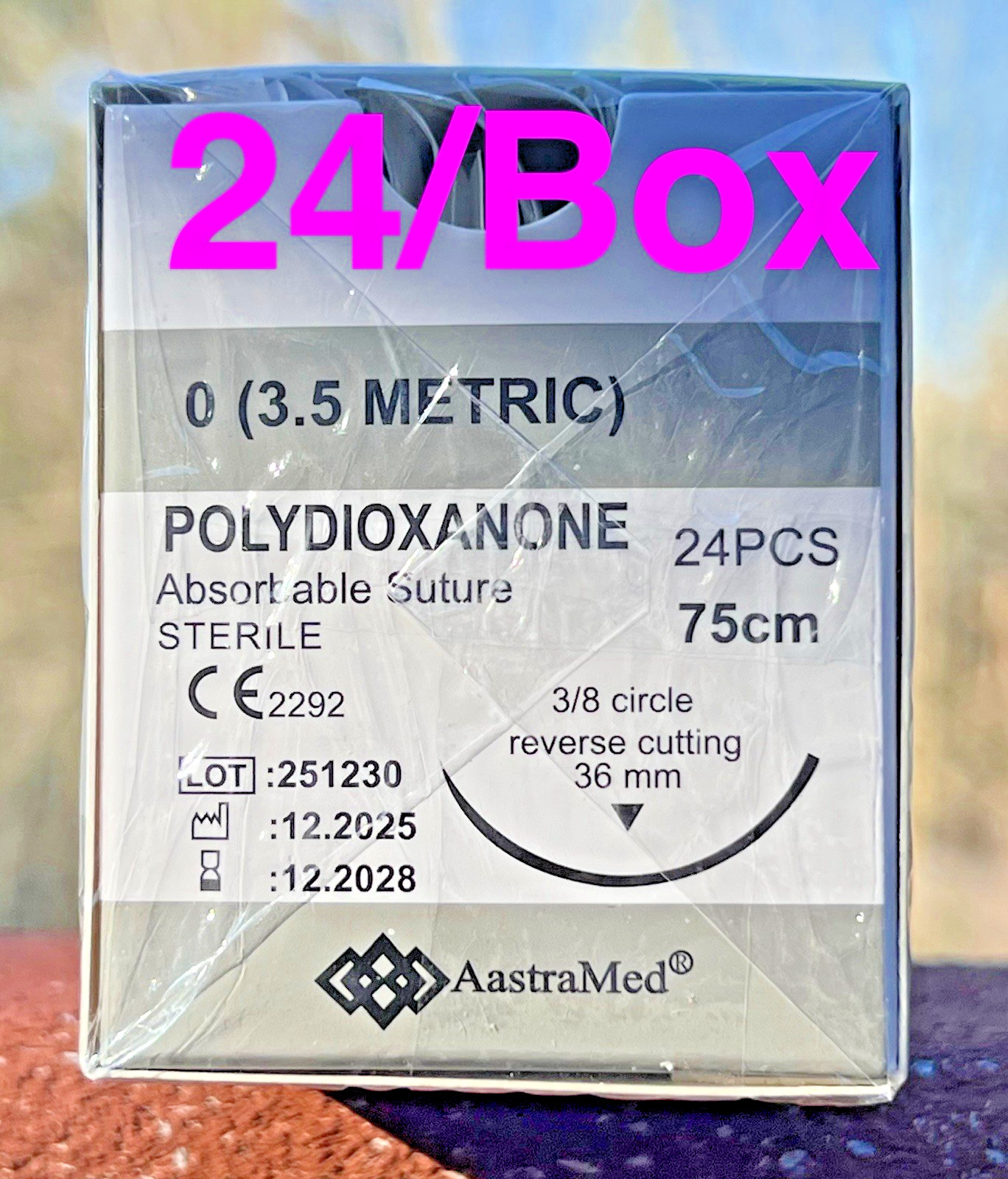 0/0 PDO/PDS 48ct (2 Boxes) Surgical Veterinary suture Polydioxanone monofilament