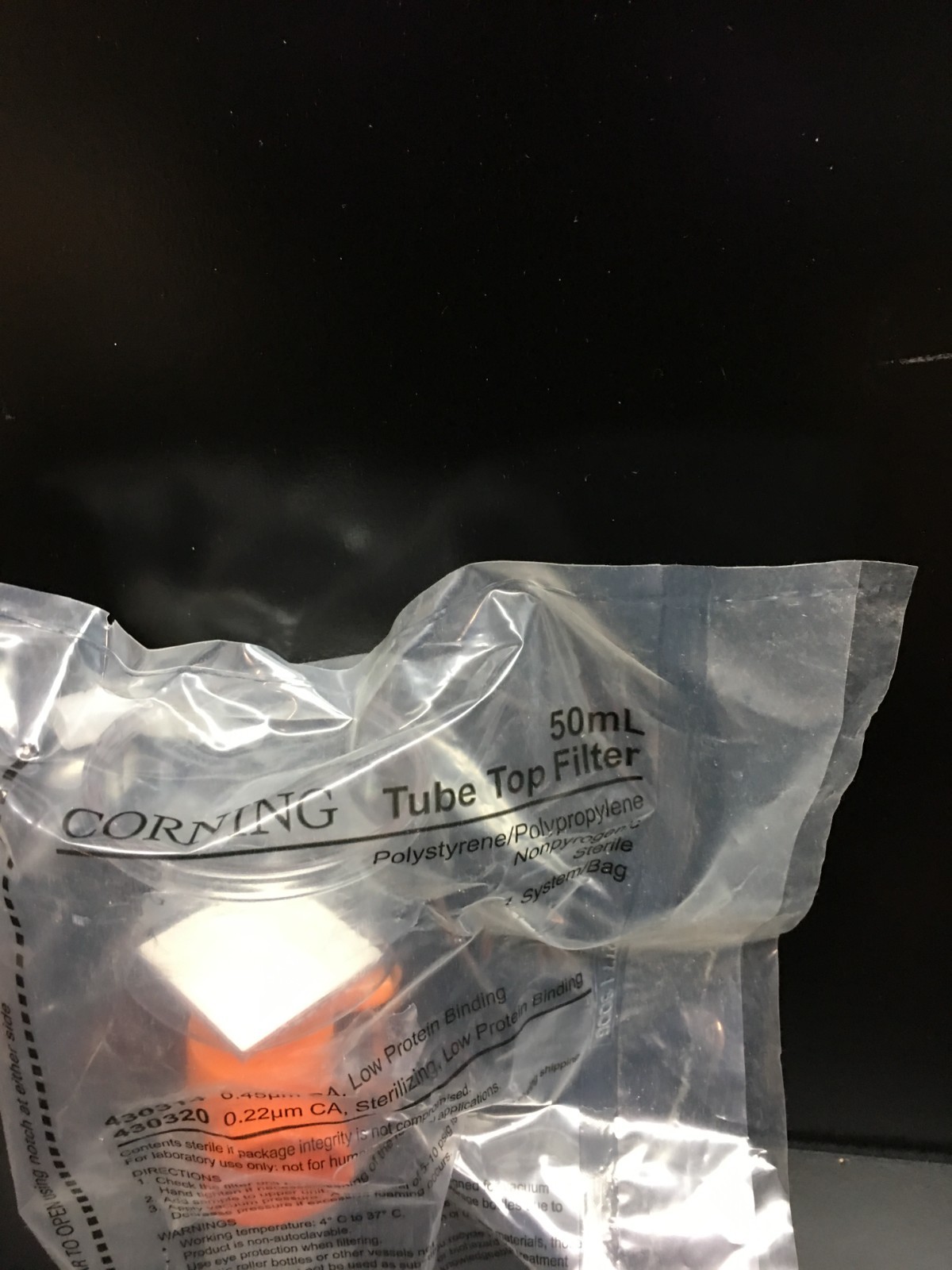 Corning Cat No 430320 Tube Top Vacuum Filter System 50mL 0.22µm