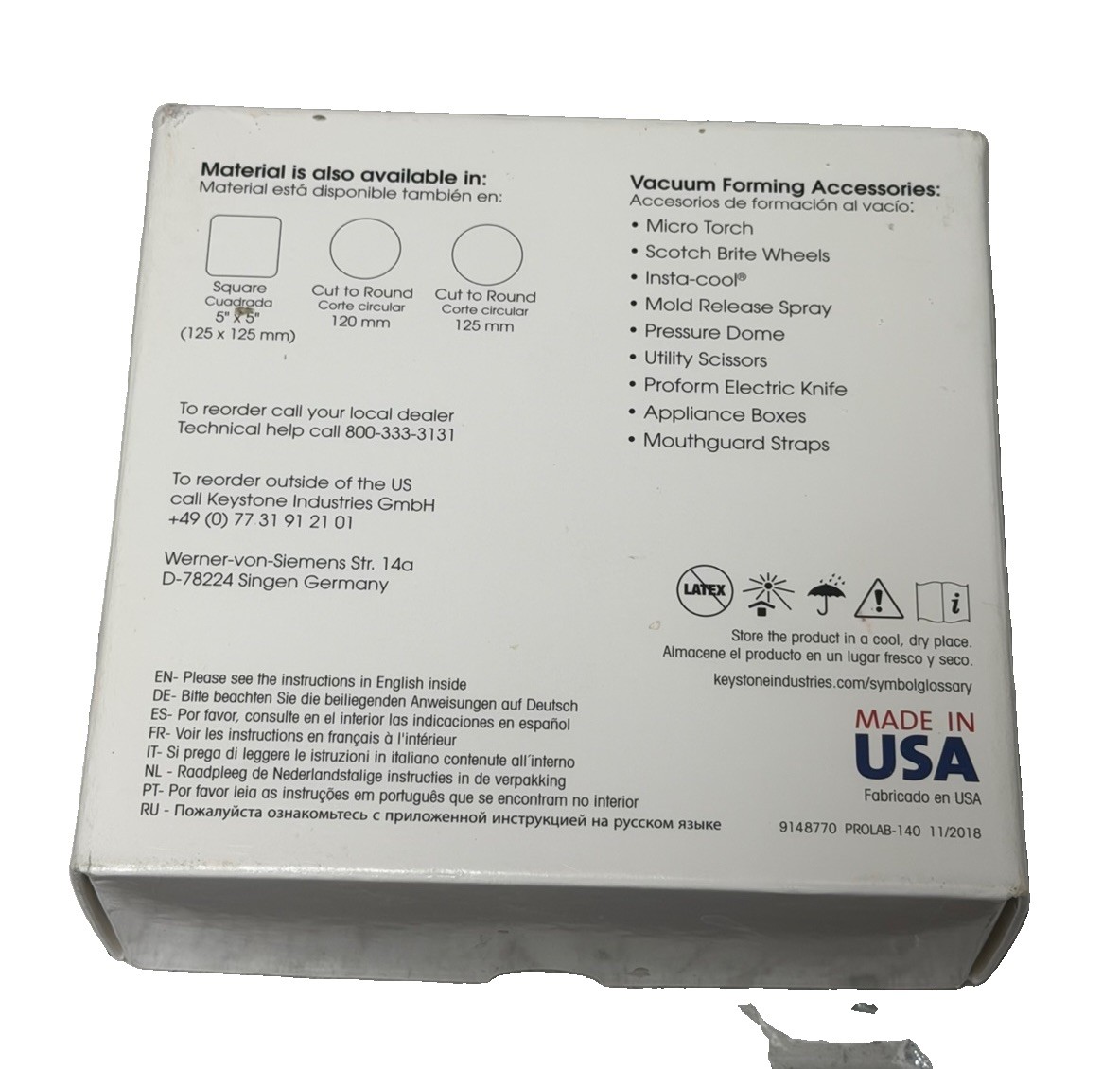Keystone Pro-Form 9603580 (E-Gasket) Dual Laminate 3mm 5×5 Mouthguard Sheets x11