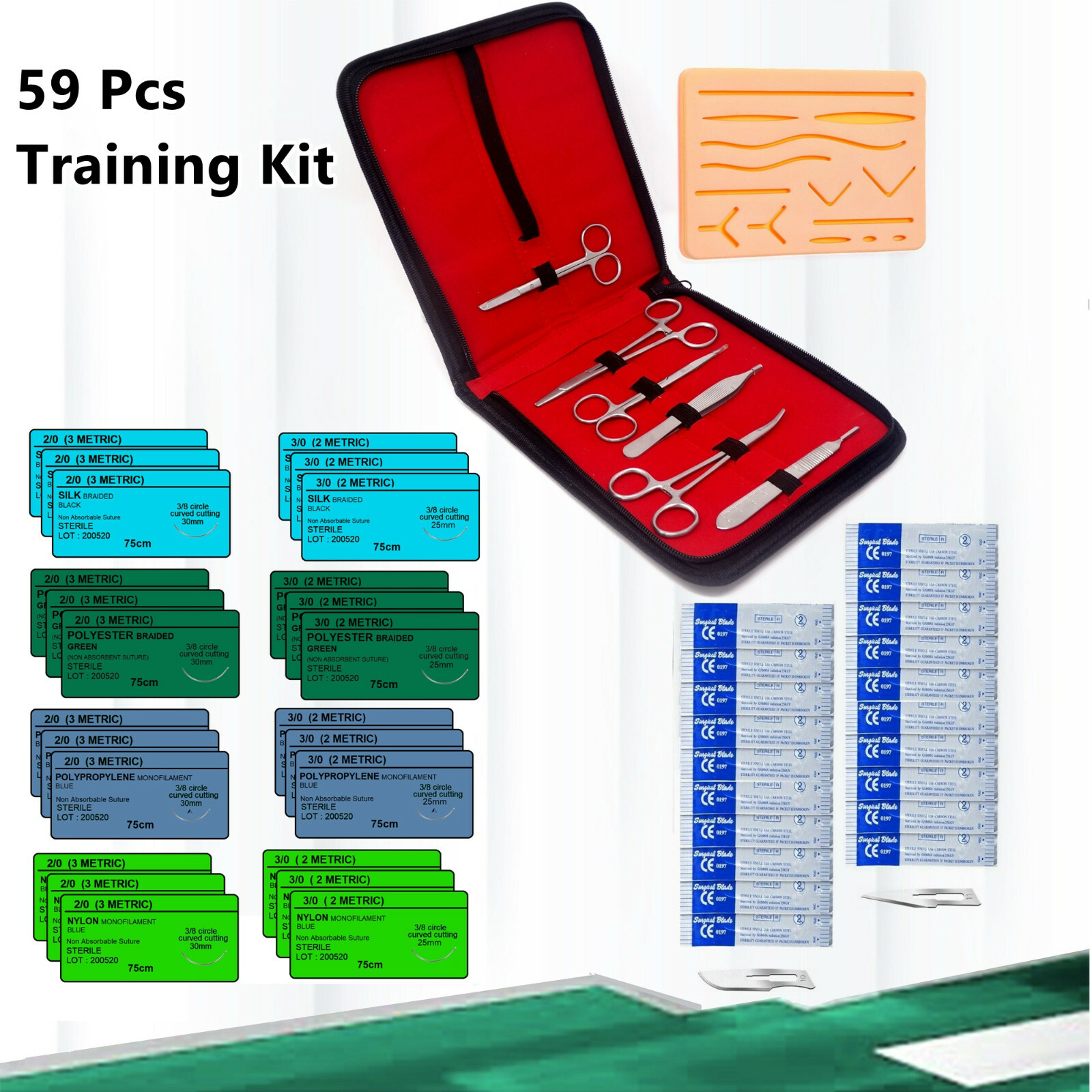 59 Piece Practice Suture Kit for Medical and Veterinary Student Training