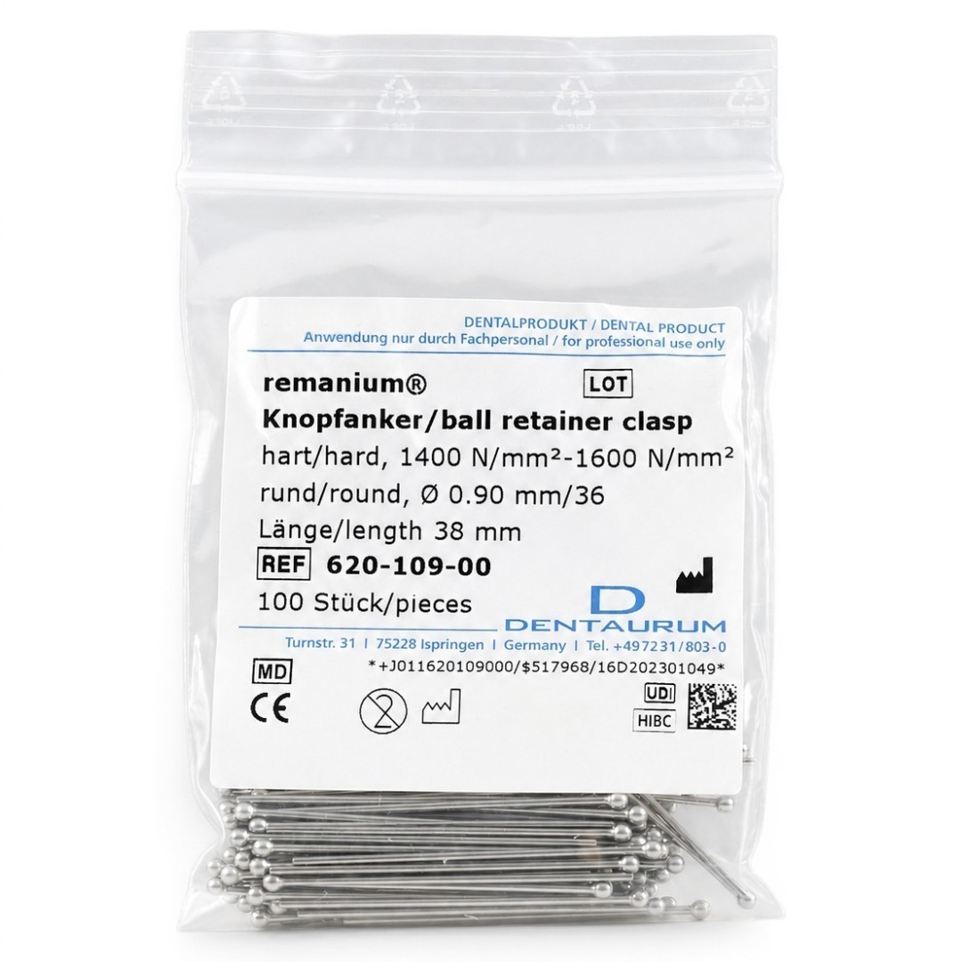 100x Dental Dentaurum Remanium Ball Retainer Clasps 38mm Stainless Steel