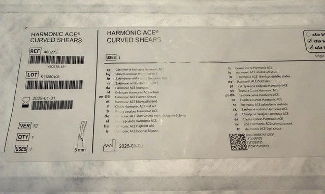 1/31/2029 NEW-NOBOX INTUITIVE 480275 HARMONIC ACE CURVED SHEARS DA VINCI SI X XI