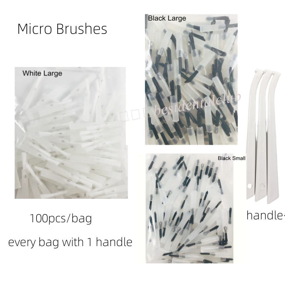 Dental Micro Brushes Disposable Mini Applicator Brush Tips Handle White Black