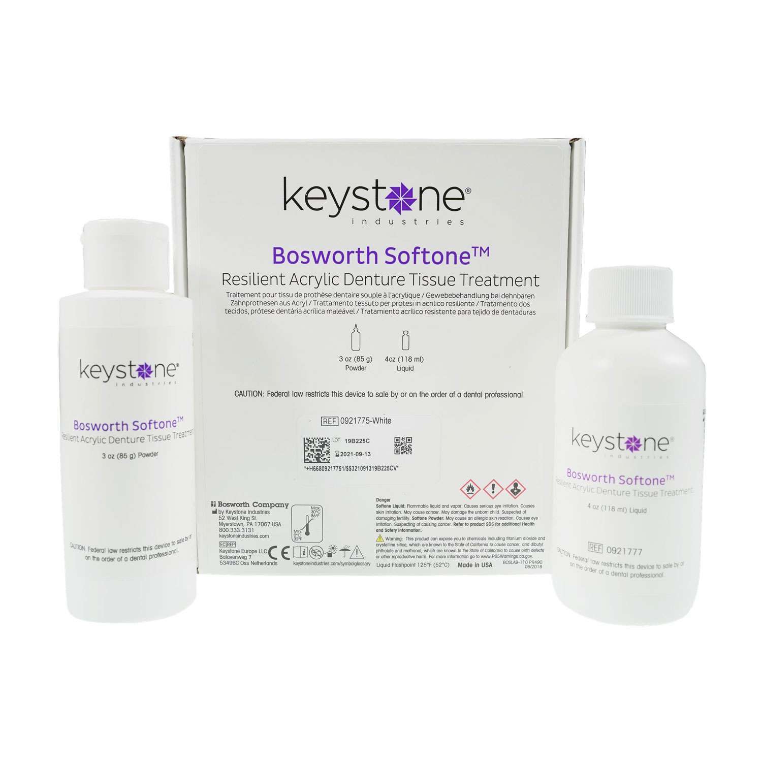 Softone Standard Kit – Soft Tissue Conditioner: 3 oz. White Powder, 4 oz Liquid