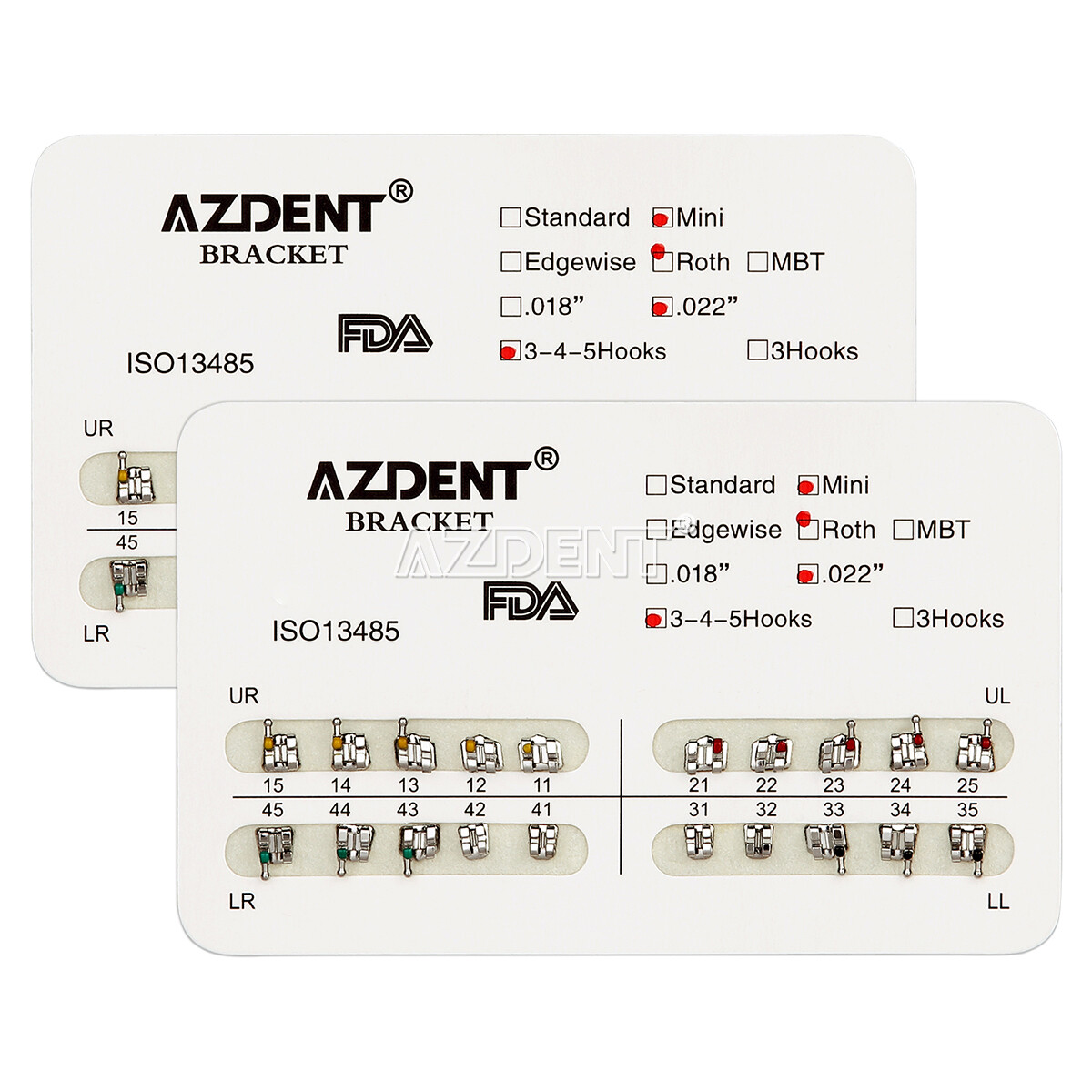 20Pack AZDENT Dental Orthodontic Bracket Braces Mini Roth Slot.022 345 Hooks