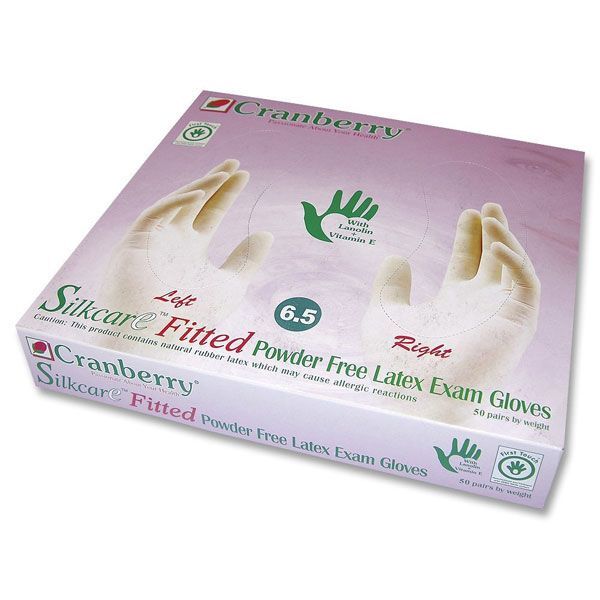 Silkcare Latex Gloves: size 6.5 Powder-Free 50 Pairs/Box. Non-Sterile