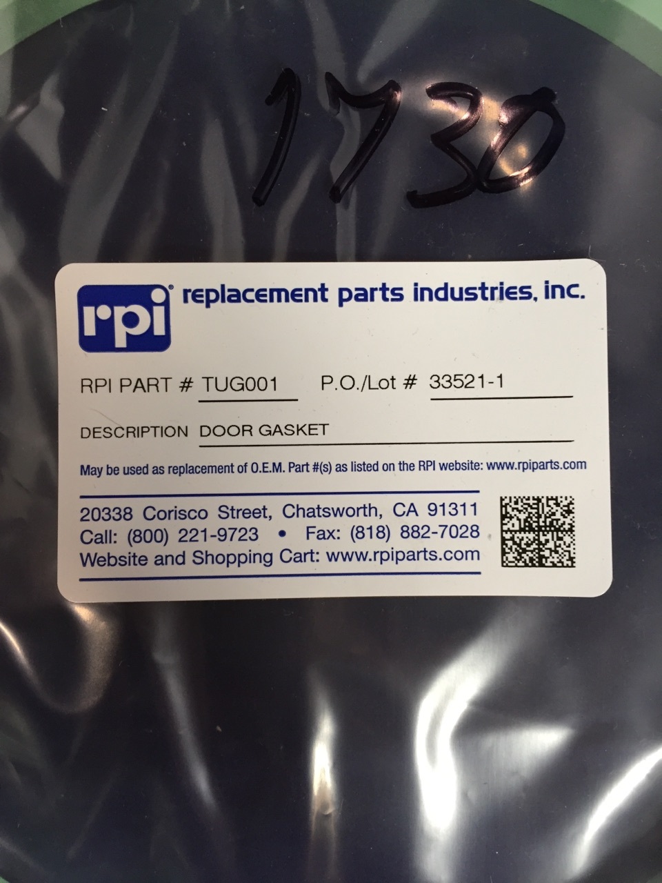 RPI Tuttnauer Type Door Gasket 7″ For Valueclave. 1730 –