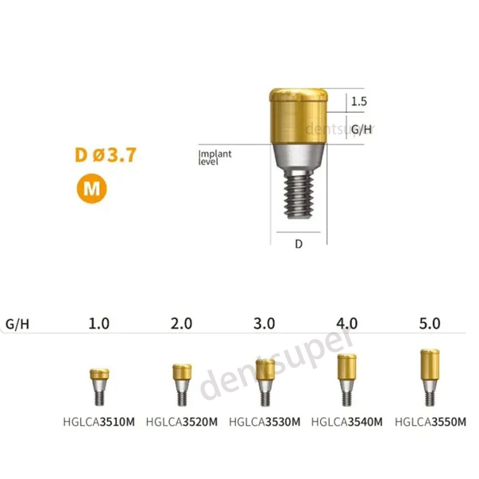 1PC Overdenture Dental Abutment Flat AH=1-6 mm attachment Hiossen Mini conical