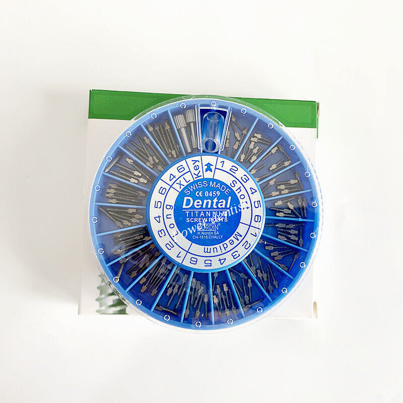 1 Box Dental Root Canal Pins Conical Plated Screw Post Core Repair Kit Titanium