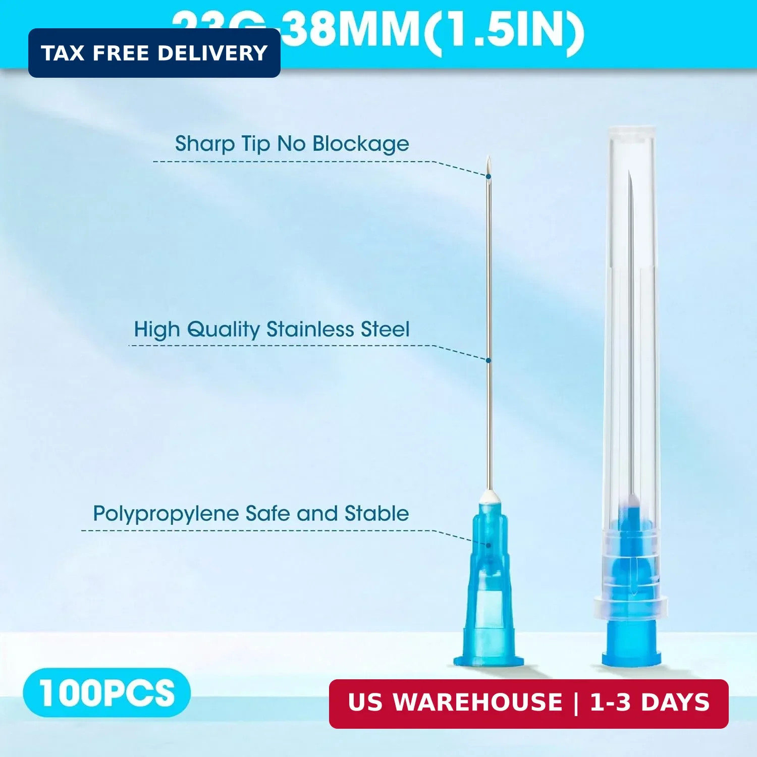 23Ga 1.5 Inch Luer Lock Needle Accessories with Cap for Scientific and Industria