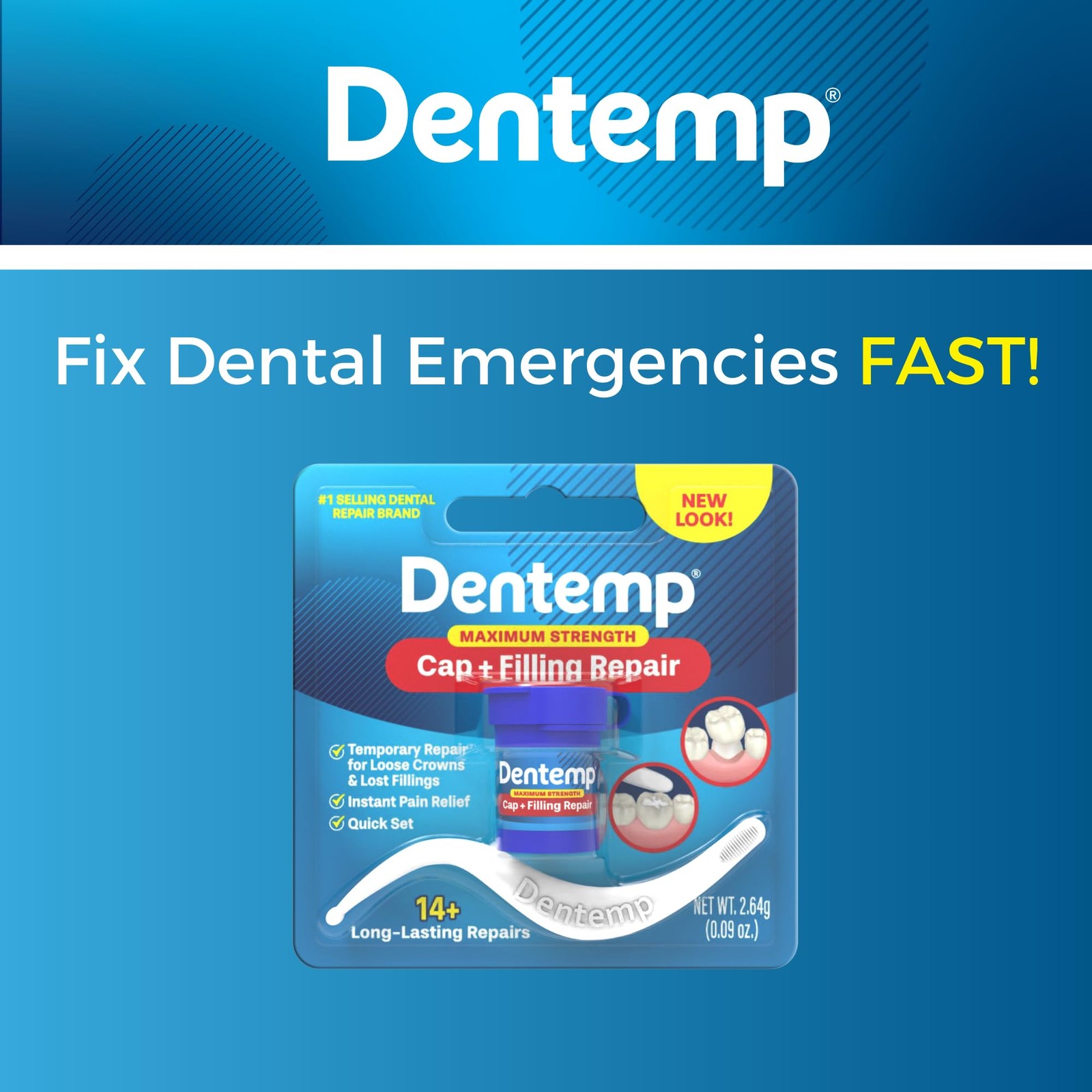 Dentemp Loose Cap and Lost Filling Repair Kit Pack of 3 Dental Repair 80 Uses